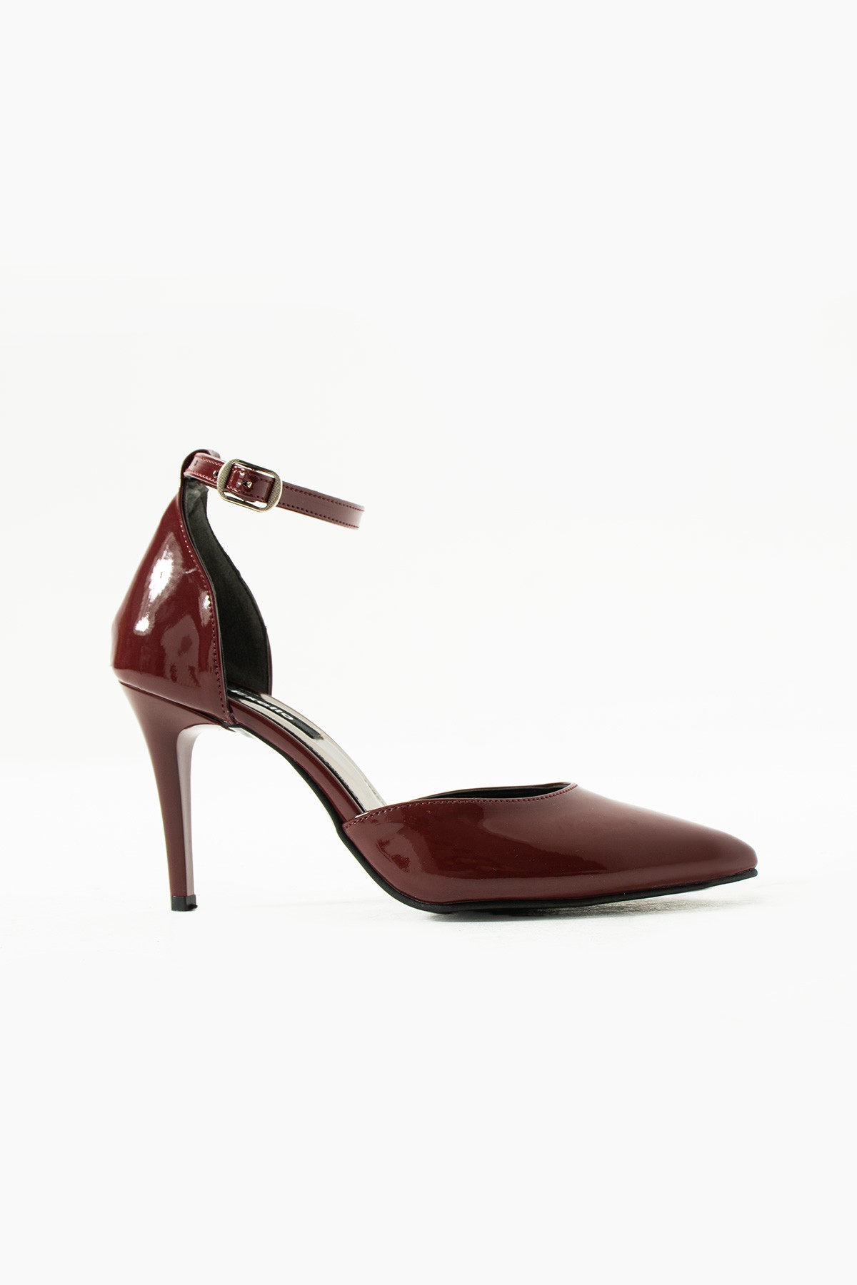 Steph Mini Bilekten Bantlı 8 cm Stiletto - Bordo Rugan