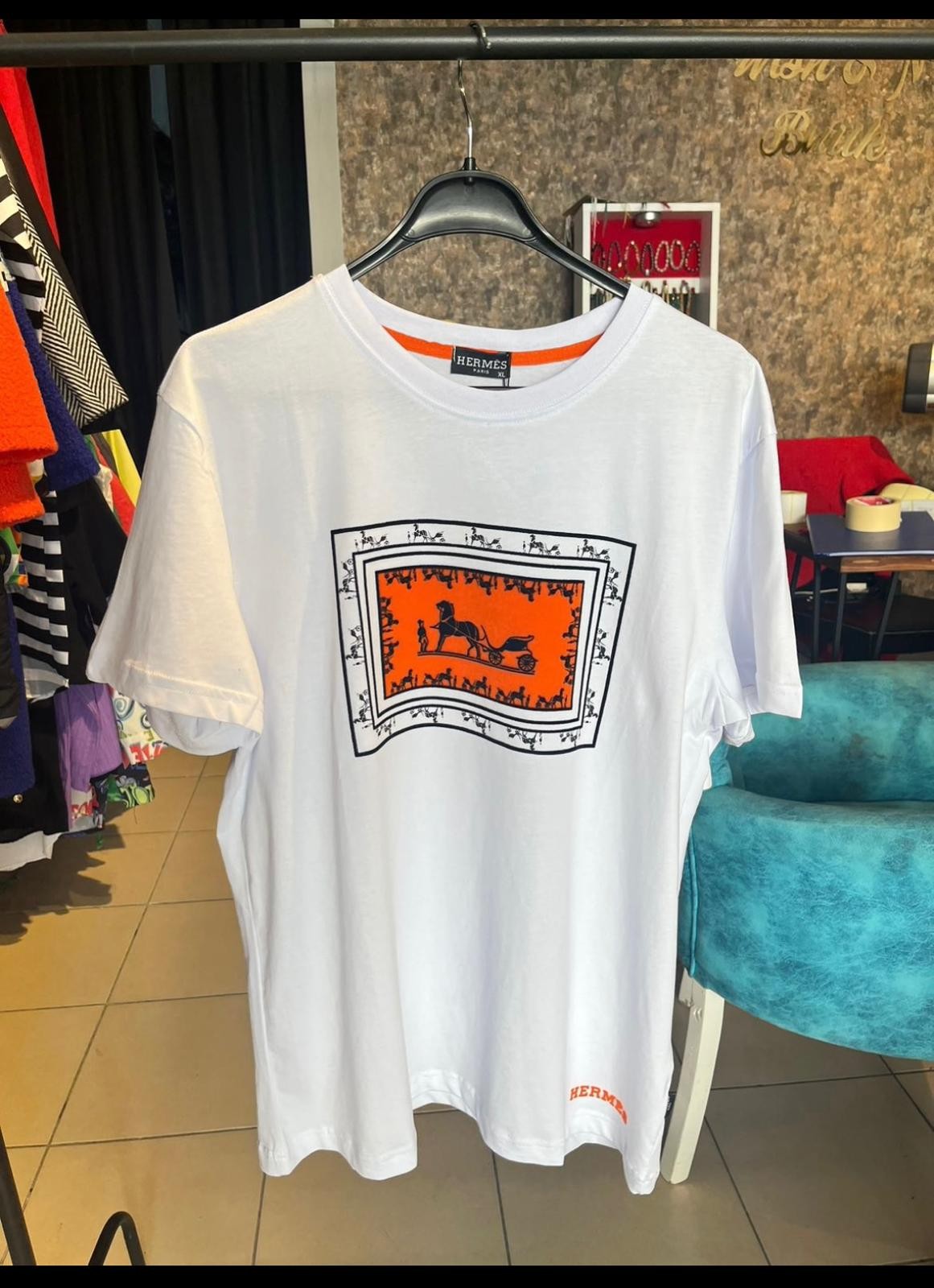 Hermes Erkek Beyaz Tshirt