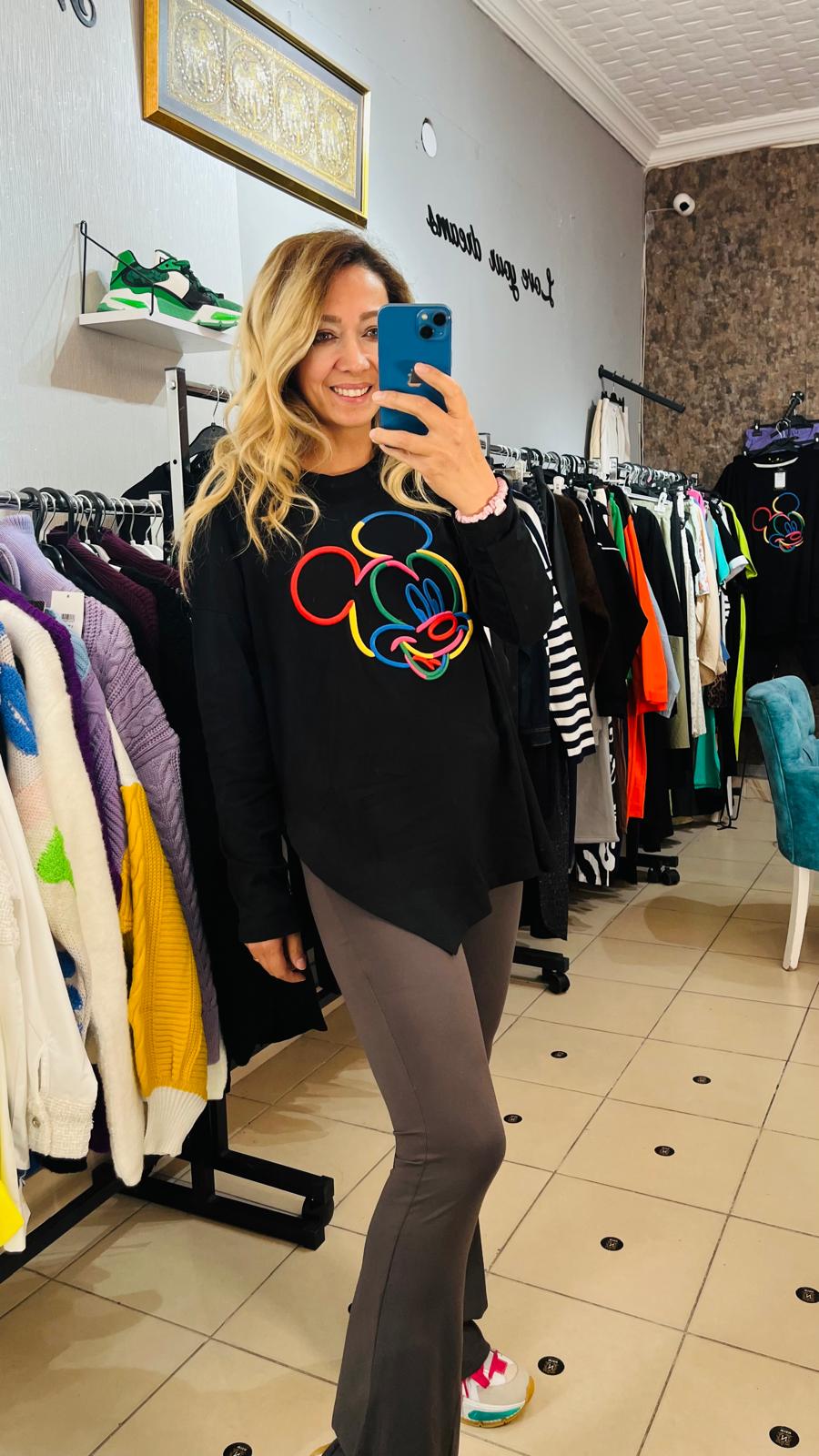 Siyah Micky İnce Sweatshirt