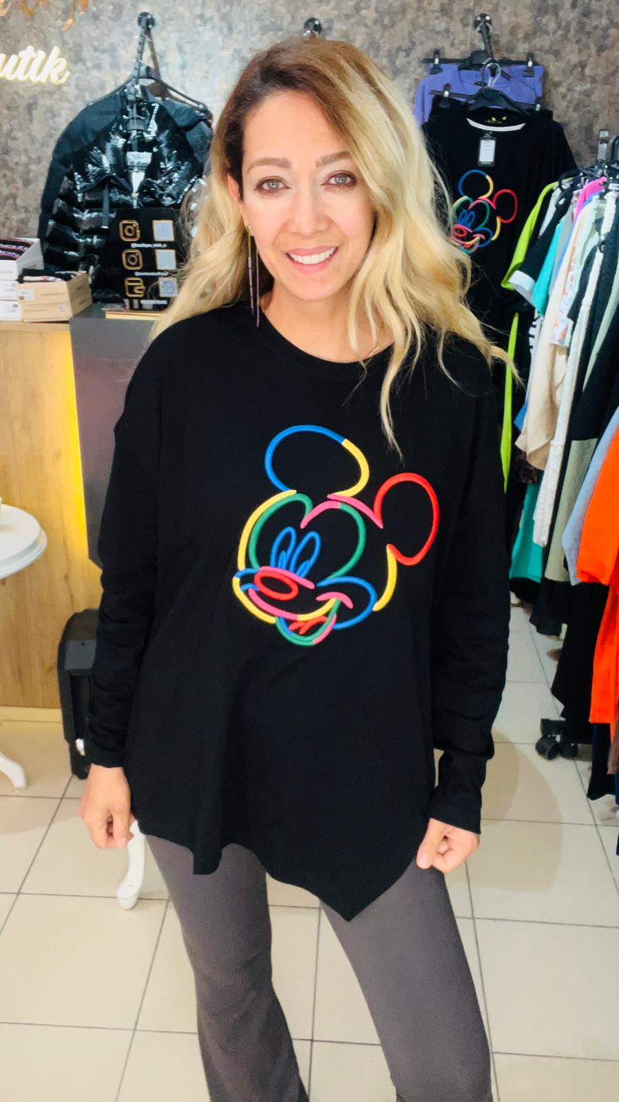 Siyah Micky İnce Sweatshirt