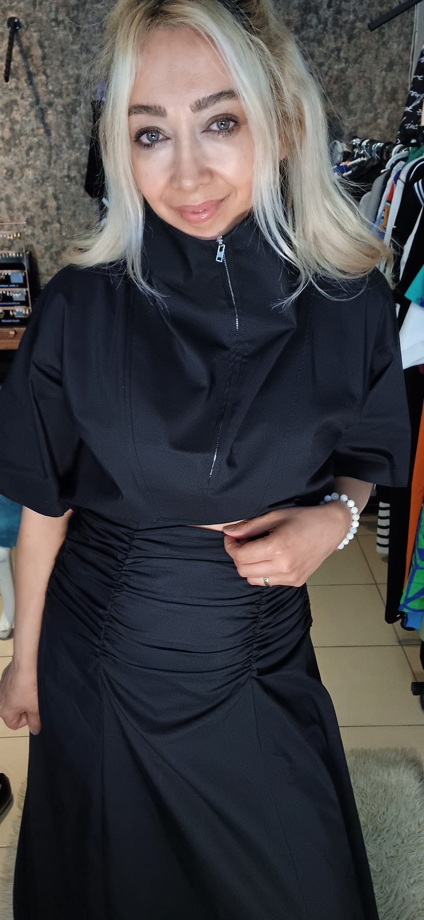 Drape Siyah Tencel Etek