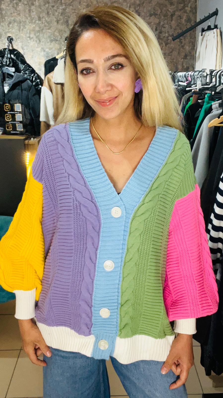 Renkli Standart Triko Hırka