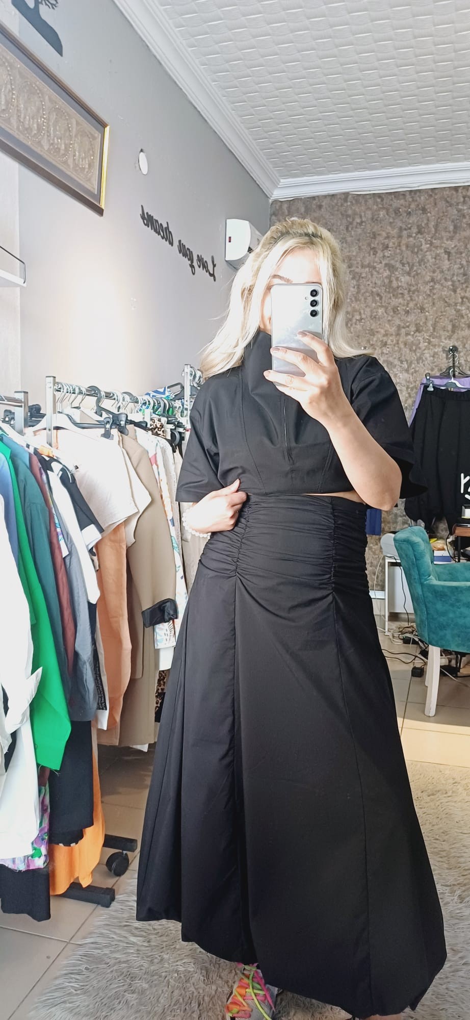 Drape Siyah Tencel Etek