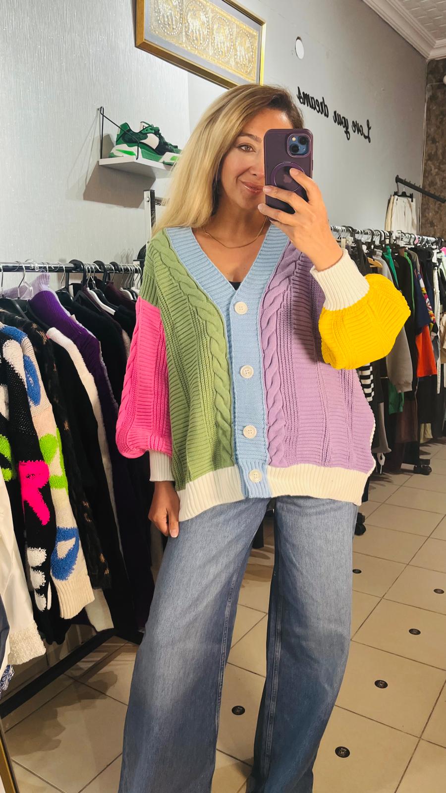 Renkli Standart Triko Hırka