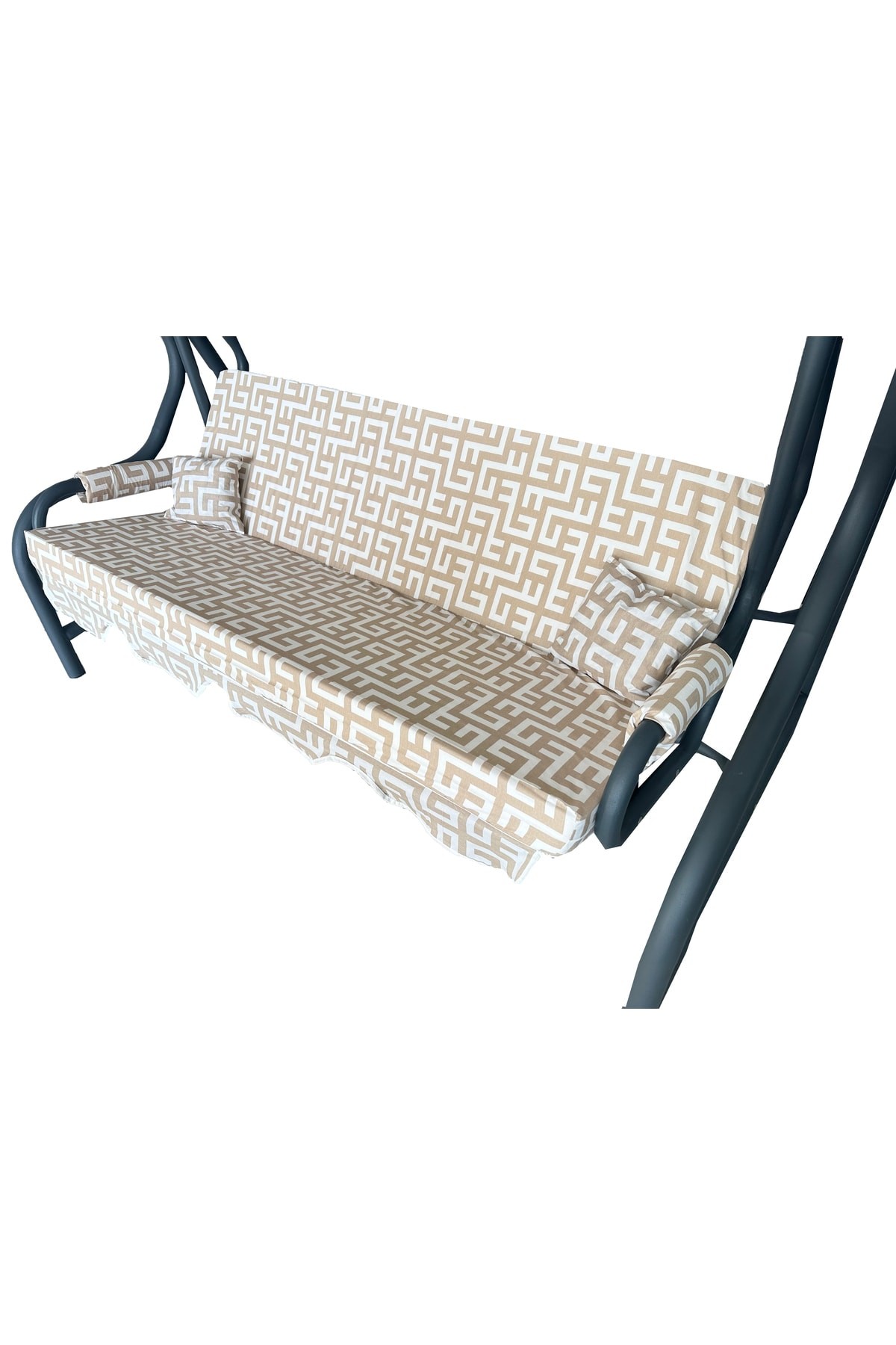 Süngersiz Tenteli Salıncak Kumaş Seti 3 KİŞİLİK 162x48 Cm KREM LABİRENT Vip Home Concept
