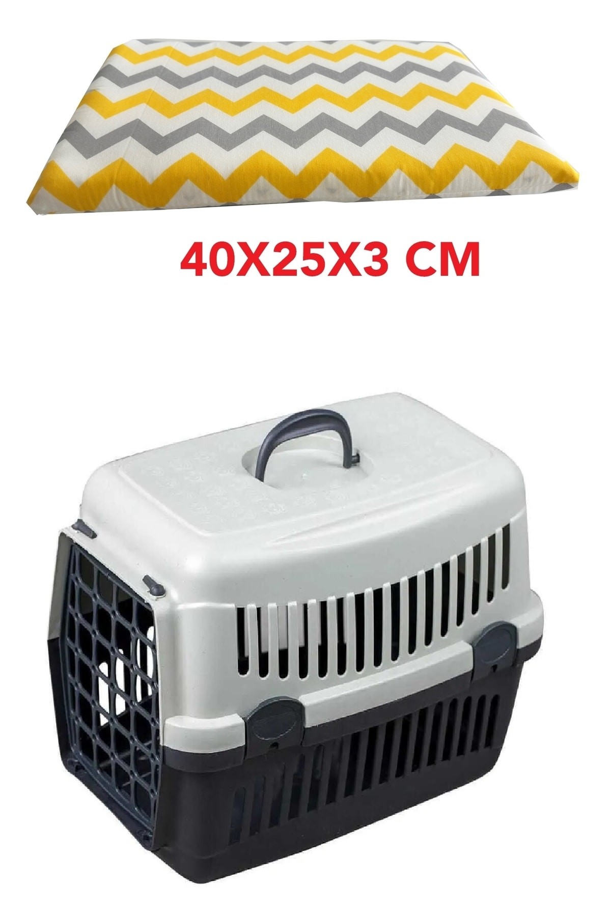 Yıkanabilir Kedi Ve Köpek Taşıma Çantası Minderi Fermuarlı 40x25x3 Cm-sarı Gri Zikzak Vip Home Concept