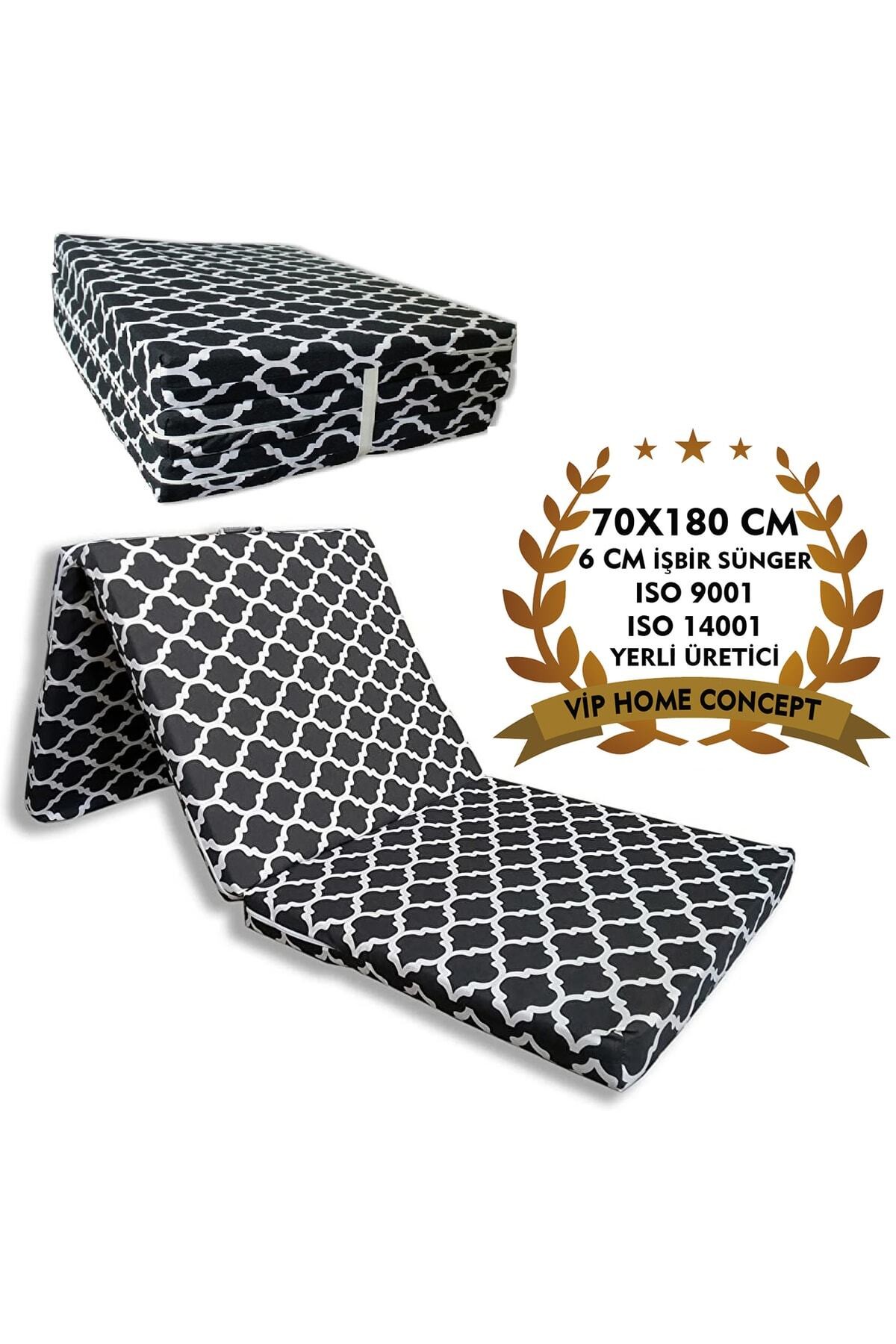 Katlanır Yer Yatağı Ve Tek Kişilik Sünger Katlanır Minder Yatak 70x180 Cm 6 Cm Büyük Karaçatı Vip Home Concept