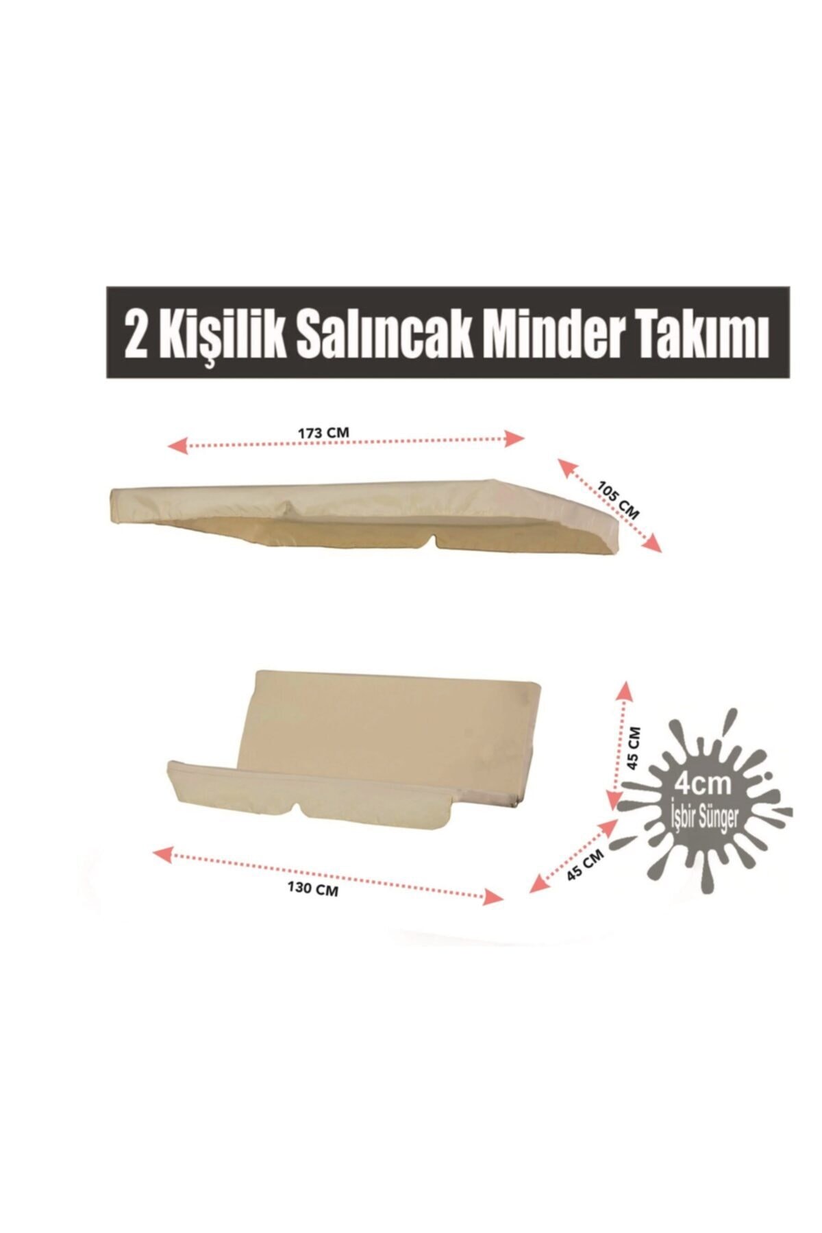 Bahçe Salıncağı Minder Seti 2 Kişilik Tenteli Salıncak Minder Seti Krem Renk Vip Home Concept