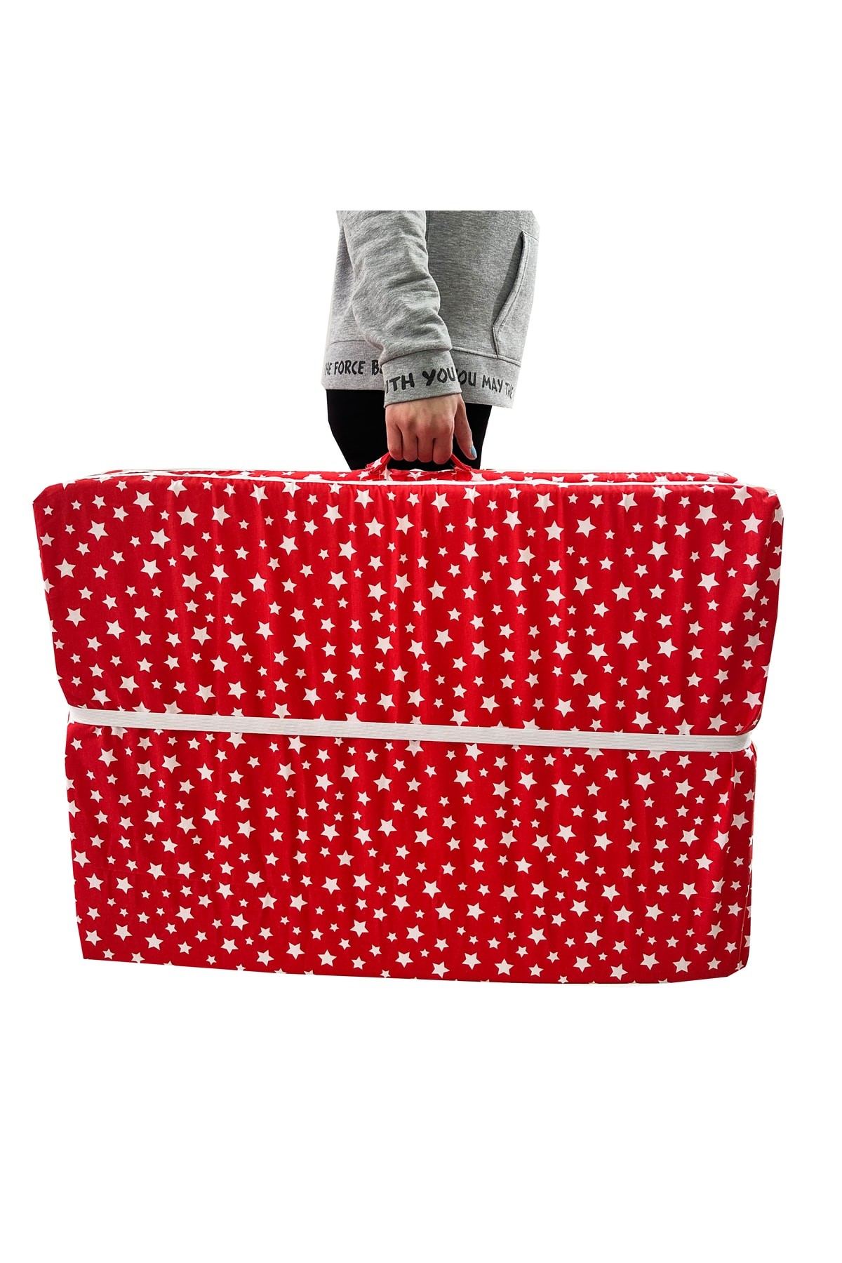 Katlanır Yer Yatağı Sünger Yatak Kırmızı Yıldız 80x180 Cm-6 Cm Tek Kişilik Vip Home Concept