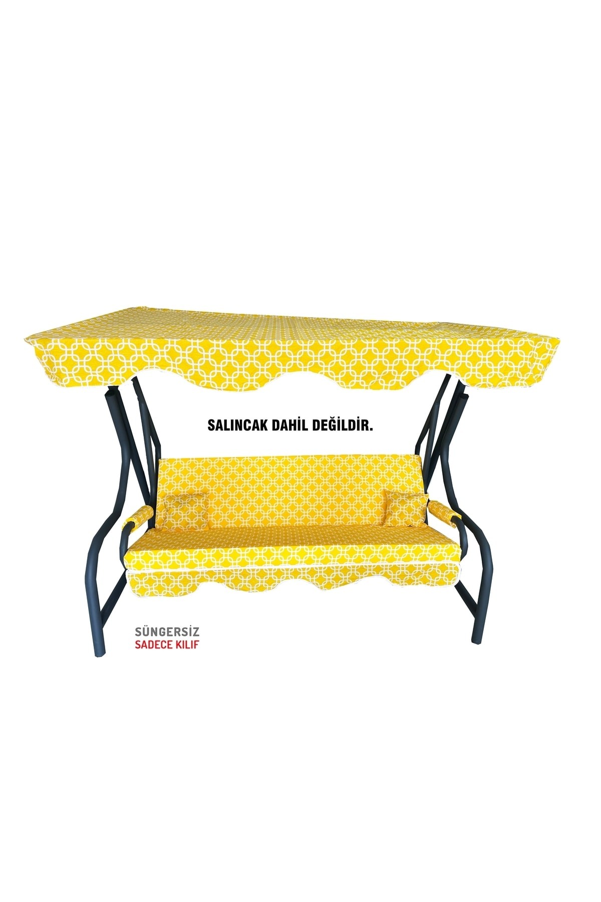 Süngersiz Tenteli Salıncak Kumaş Seti 3 Kişilik 162x48 Cm Sarı Zincir Vip Home Concept