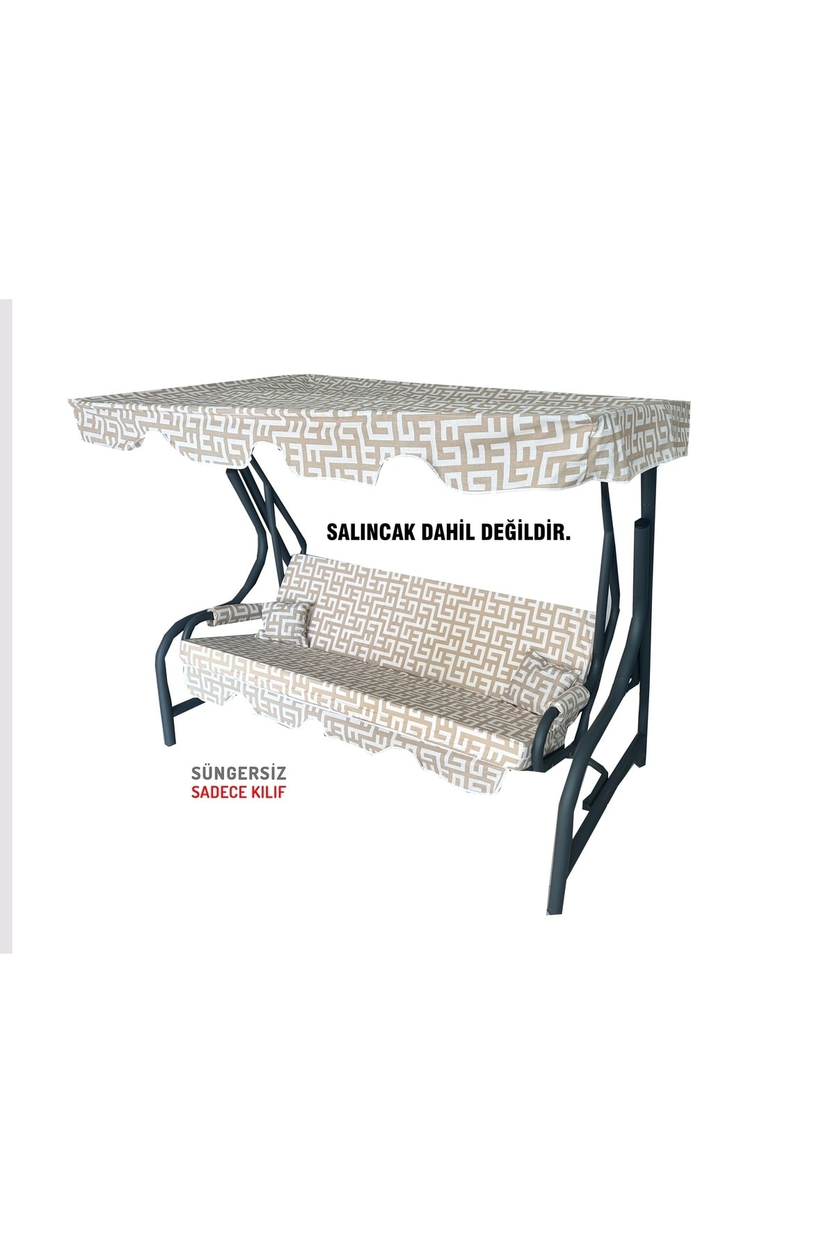 Süngersiz Tenteli Salıncak Kumaş Seti 3 Kişilik 162x48 Cm Krem Labirent Vip Home Concept