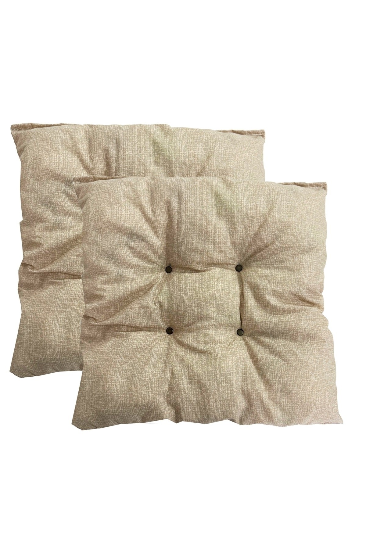 Dekoratif Pofidik Puf Sandalye Minderi Kare 35x35x7 Cm-krem(2 Adet) Vip Home Concept