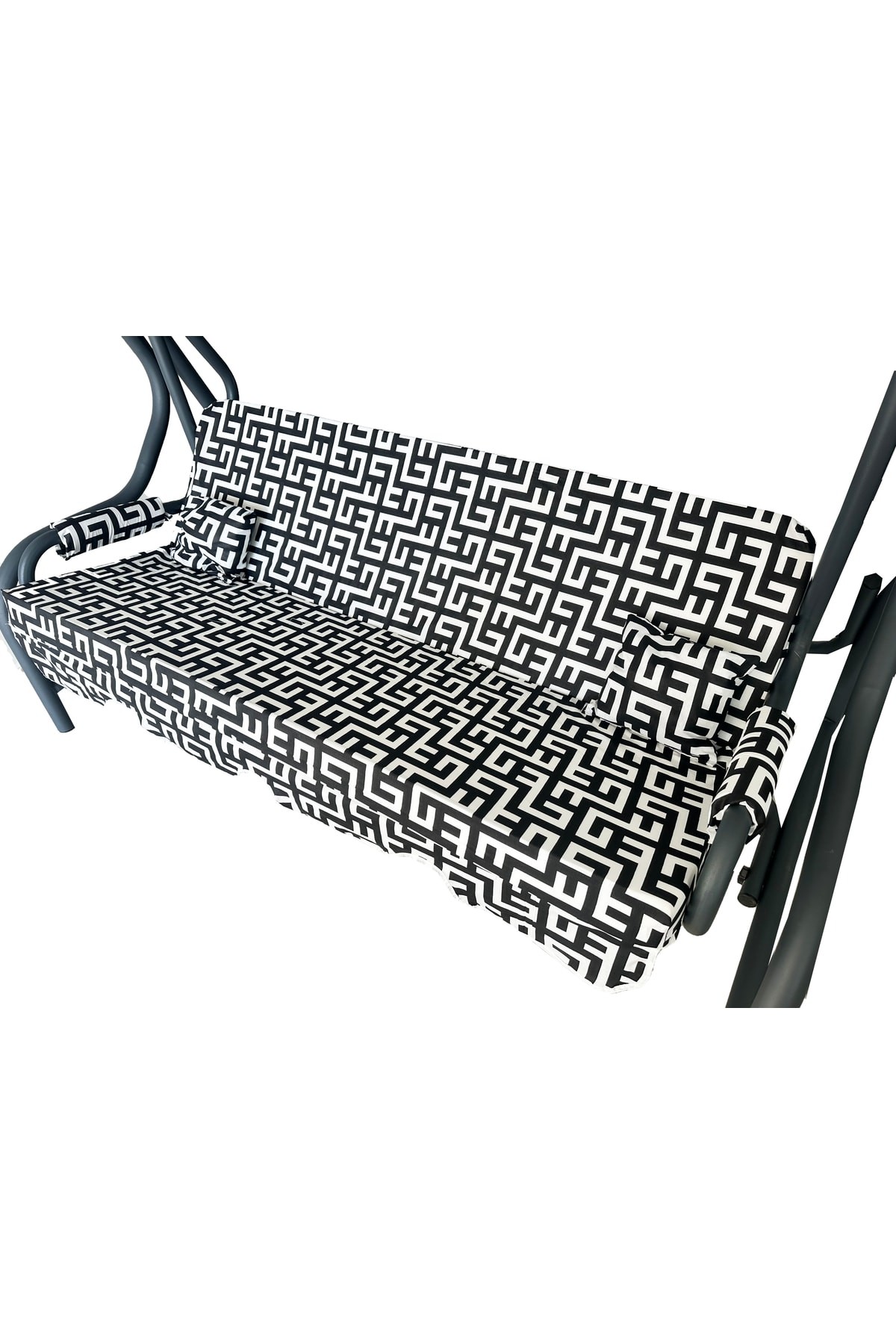 Süngersiz Tenteli Salıncak Kumaş Seti 3 Kişilik 162x48 Cm Siyah Labirent Vip Home Concept