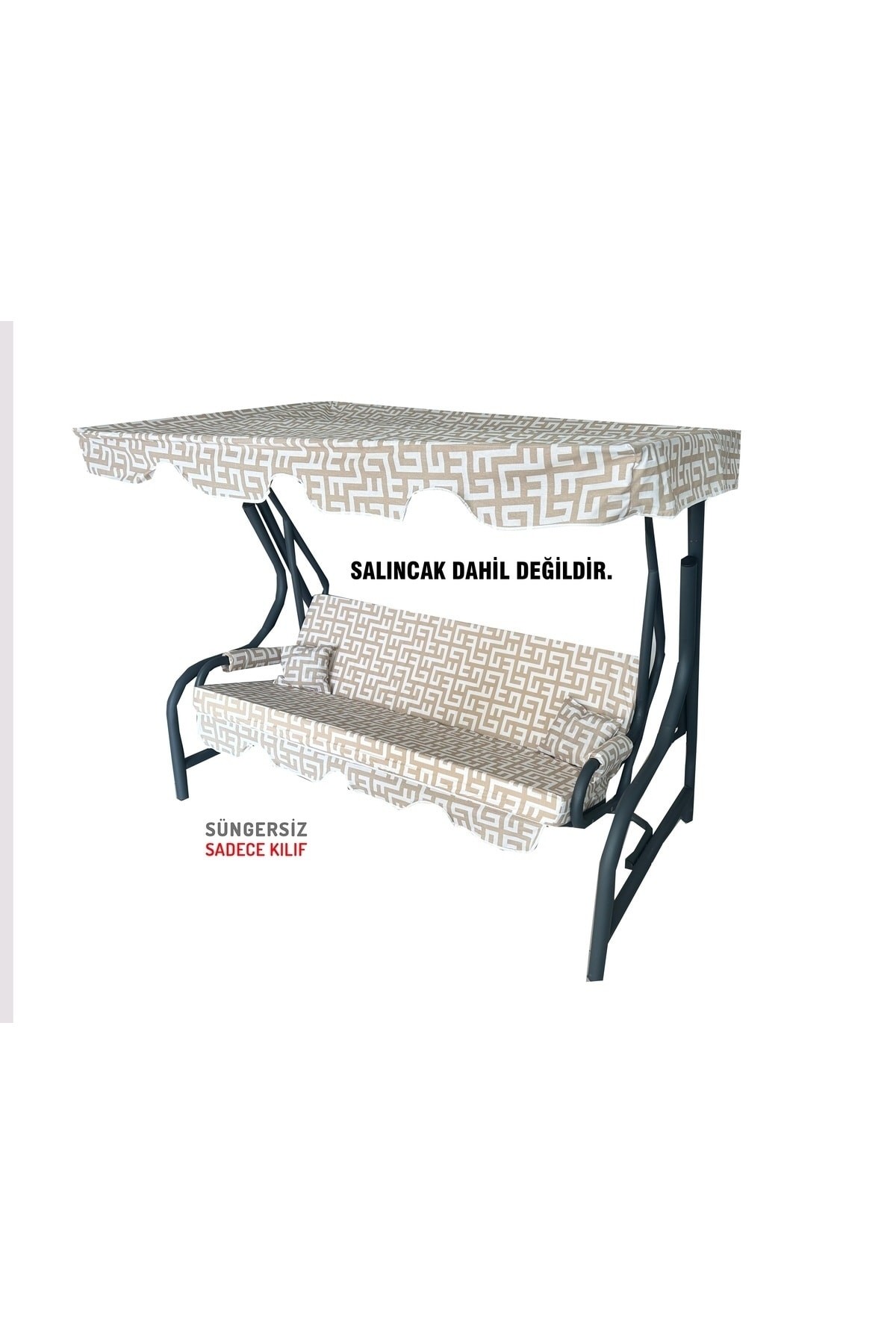 Süngersiz Tenteli Salıncak Kumaş Seti 3 KİŞİLİK 162x48 Cm KREM LABİRENT Vip Home Concept