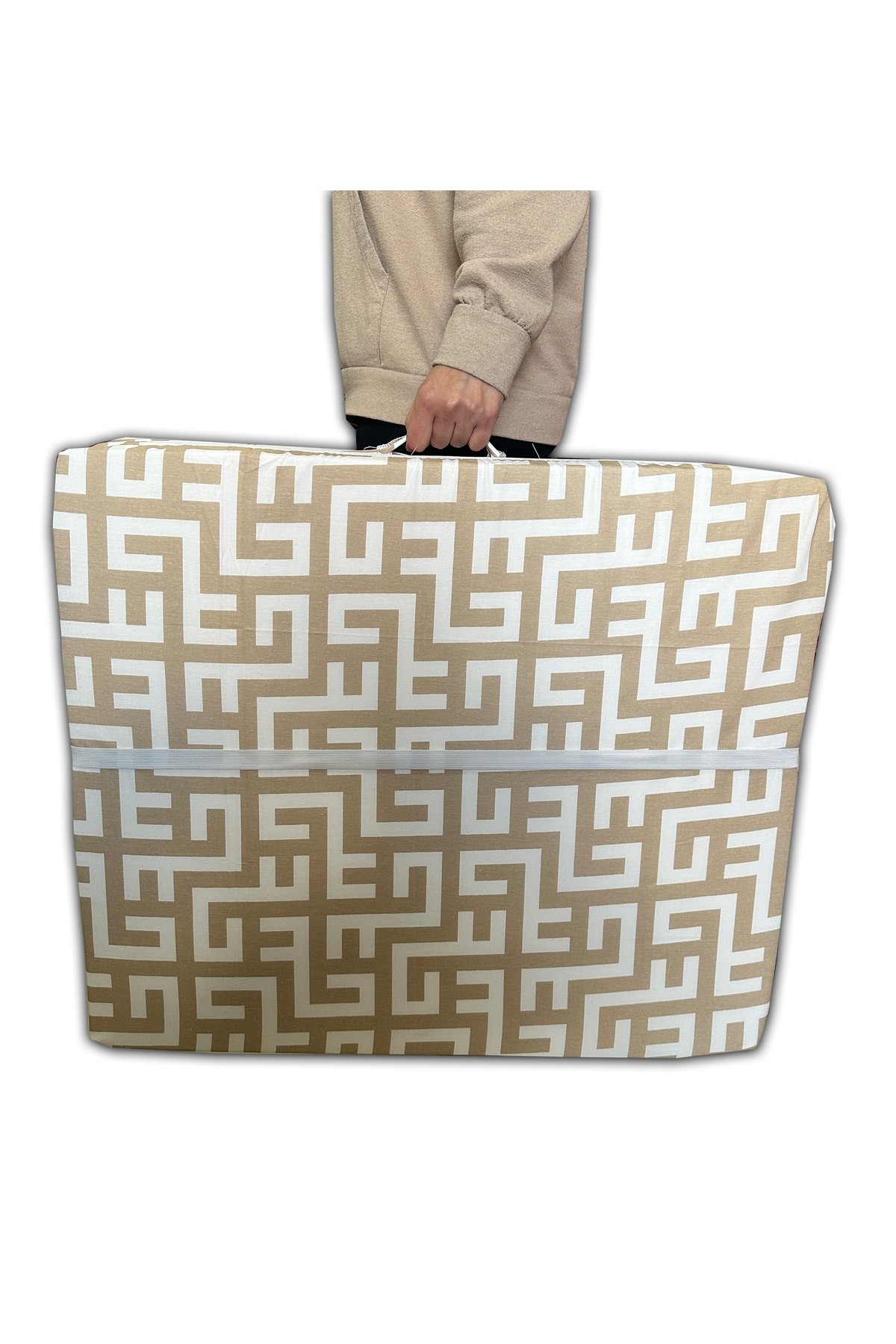 Katlanır Süngerli Minder(70x180x6cm)KREM LABİRENT Minder Fermuarlı Vip Home Concept