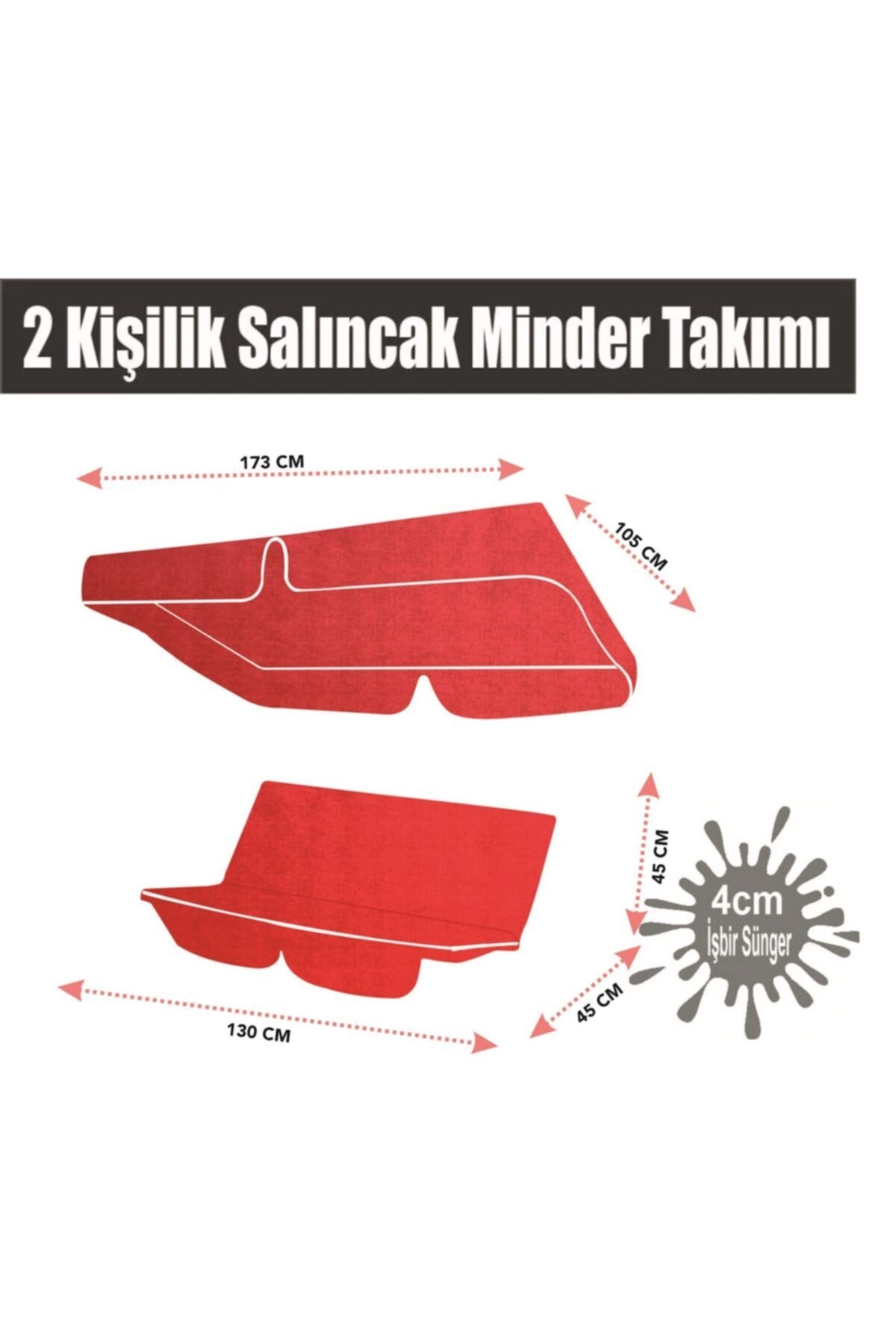 Vip Gölgelikli Salıncak Minder Takımı Bahçe Salıncak Minderi Kırmızı Renk Vip Home Concept