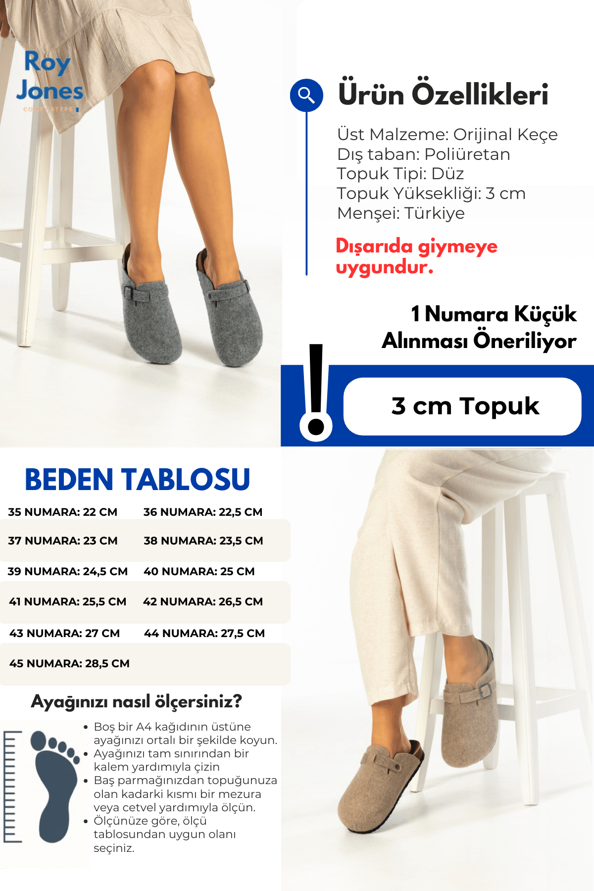 Kadın Mantar Taban Keçeli Konfor Modeli Kışlık Önü Kapalı Keçe Modeli Sabo Günlük Rahat Ev Terliği