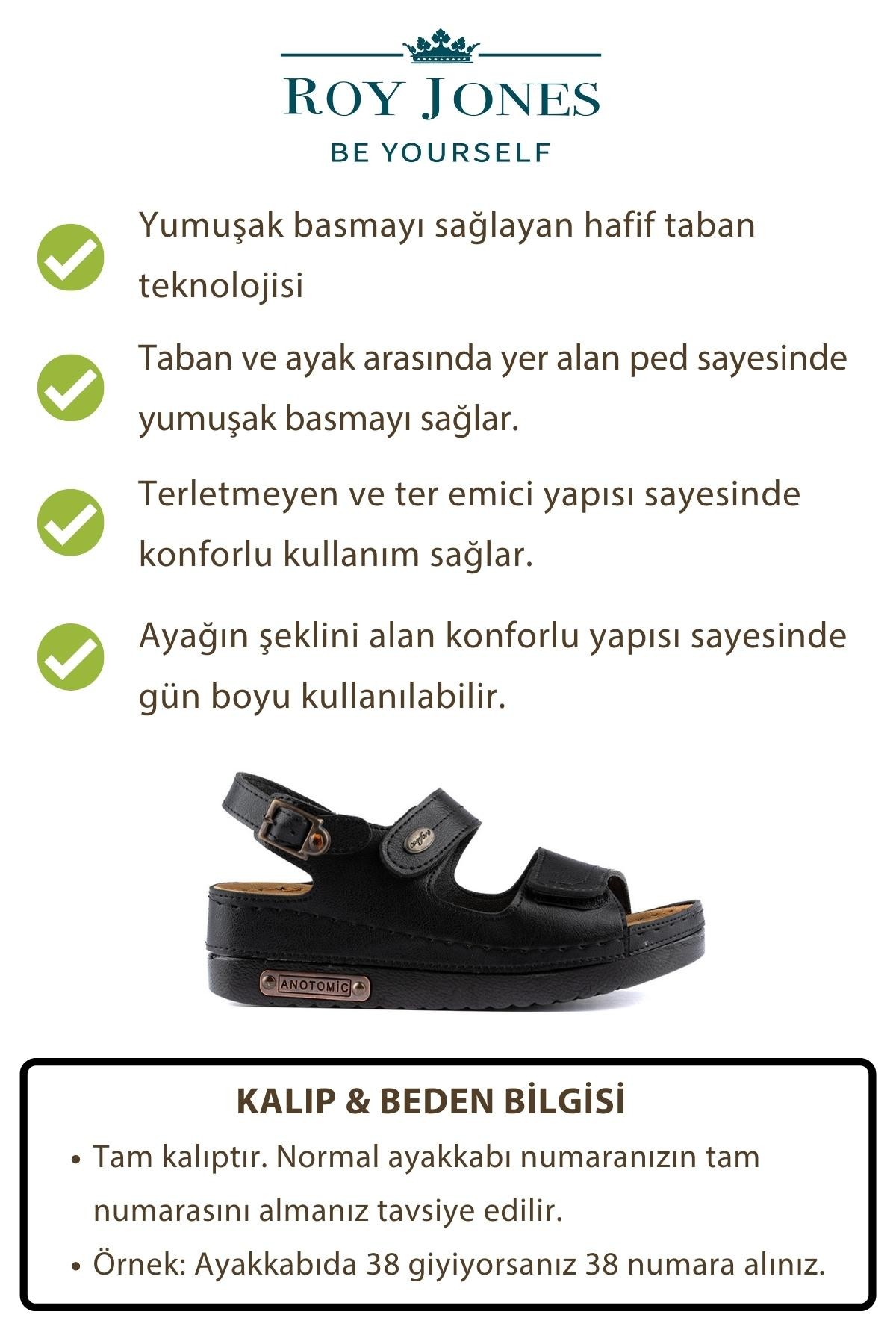 3014-Kadın Ortopedik Çift Bantlı Arkadan Tokalı Sandalet - Roy Jones