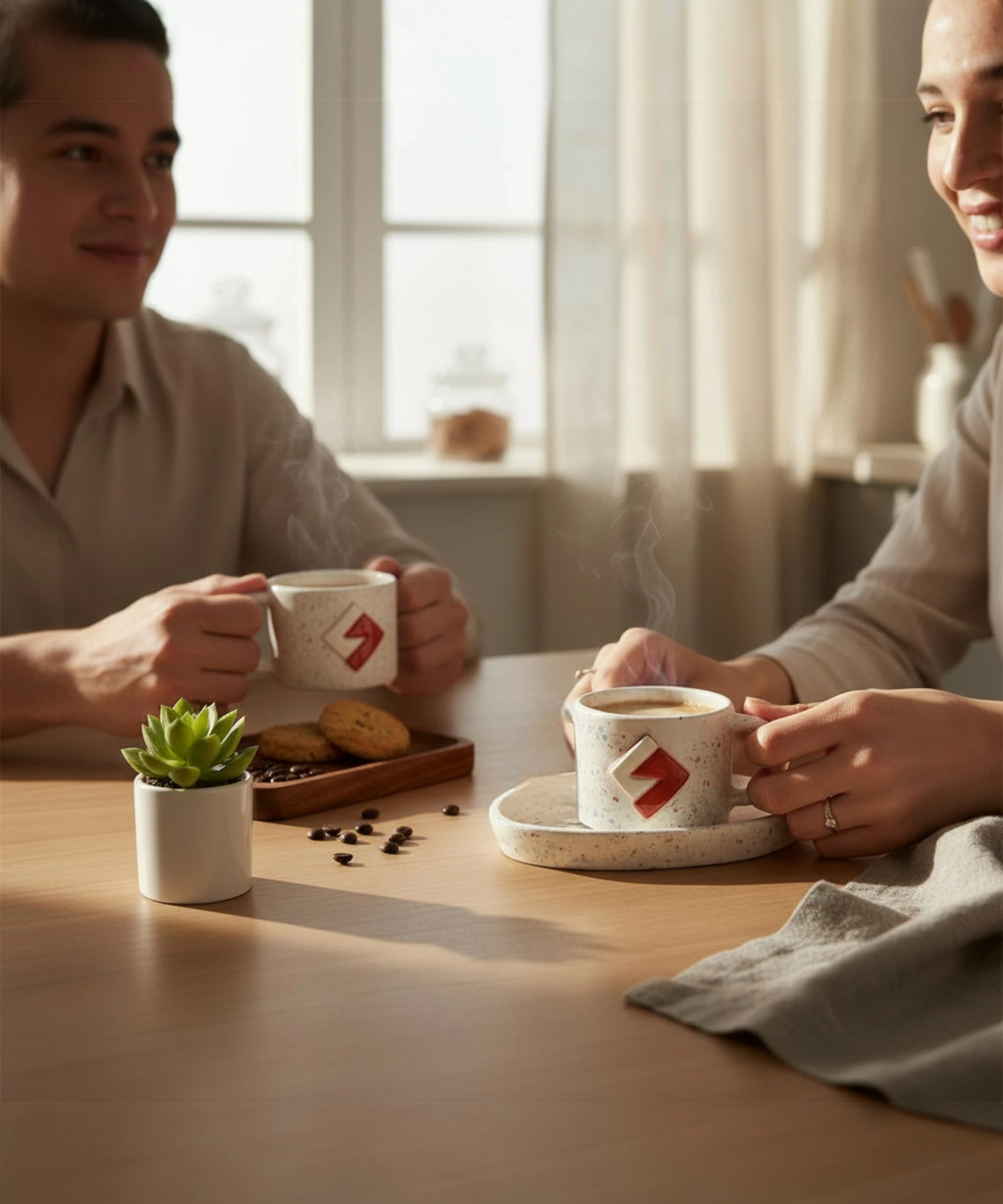 AŞK ve UYUM - Anadolu Motifi El Yapımı Seramik Kupa ve Altlık | SET