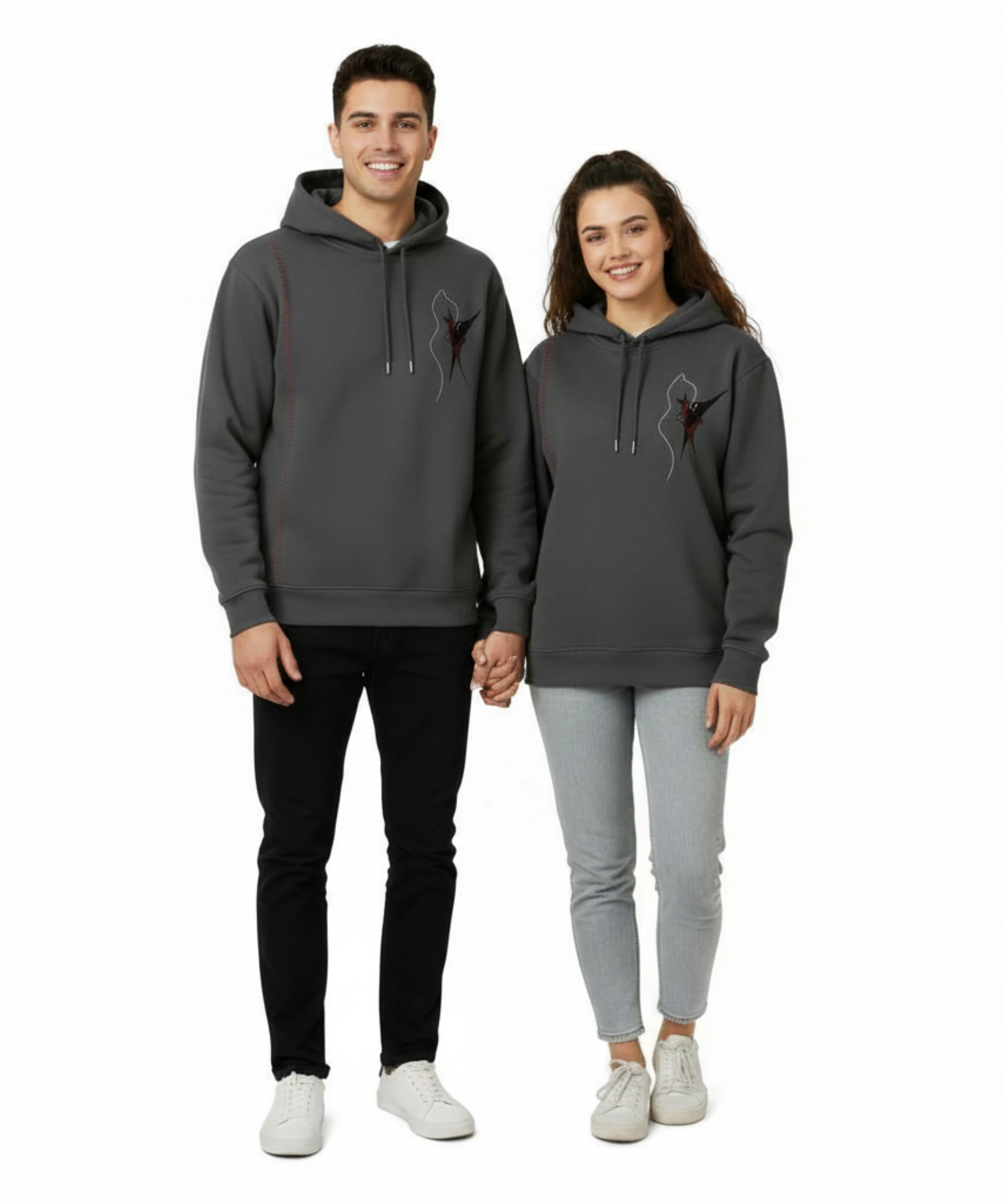 AŞK VE UYUM - Anadolu Motifli Kapüşonlu Tekli Sweatshirt | Tadgu