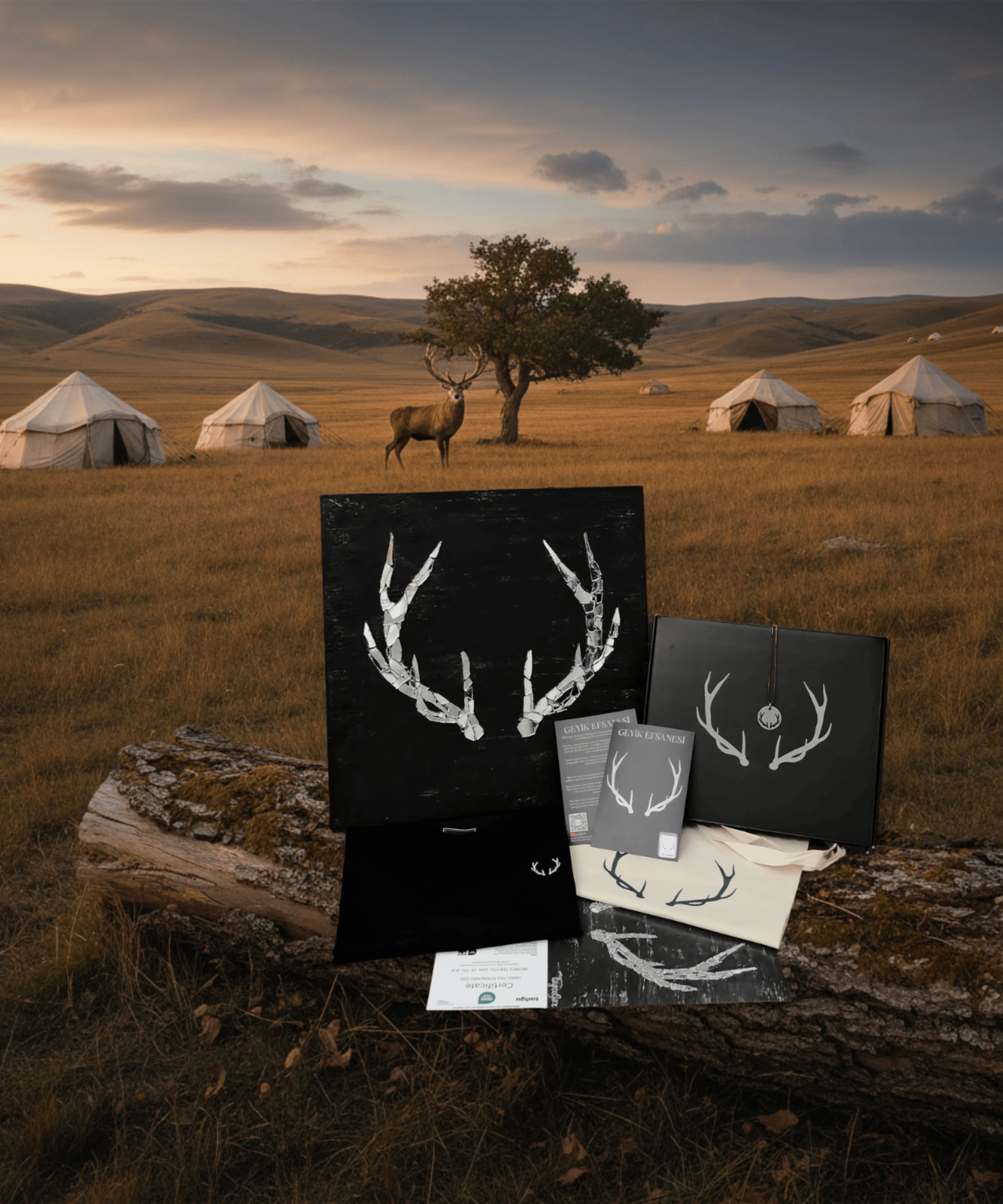 Geyik Efsanesi Kara - Türk Mitolojisi Seti | Yaz Koleksiyonu