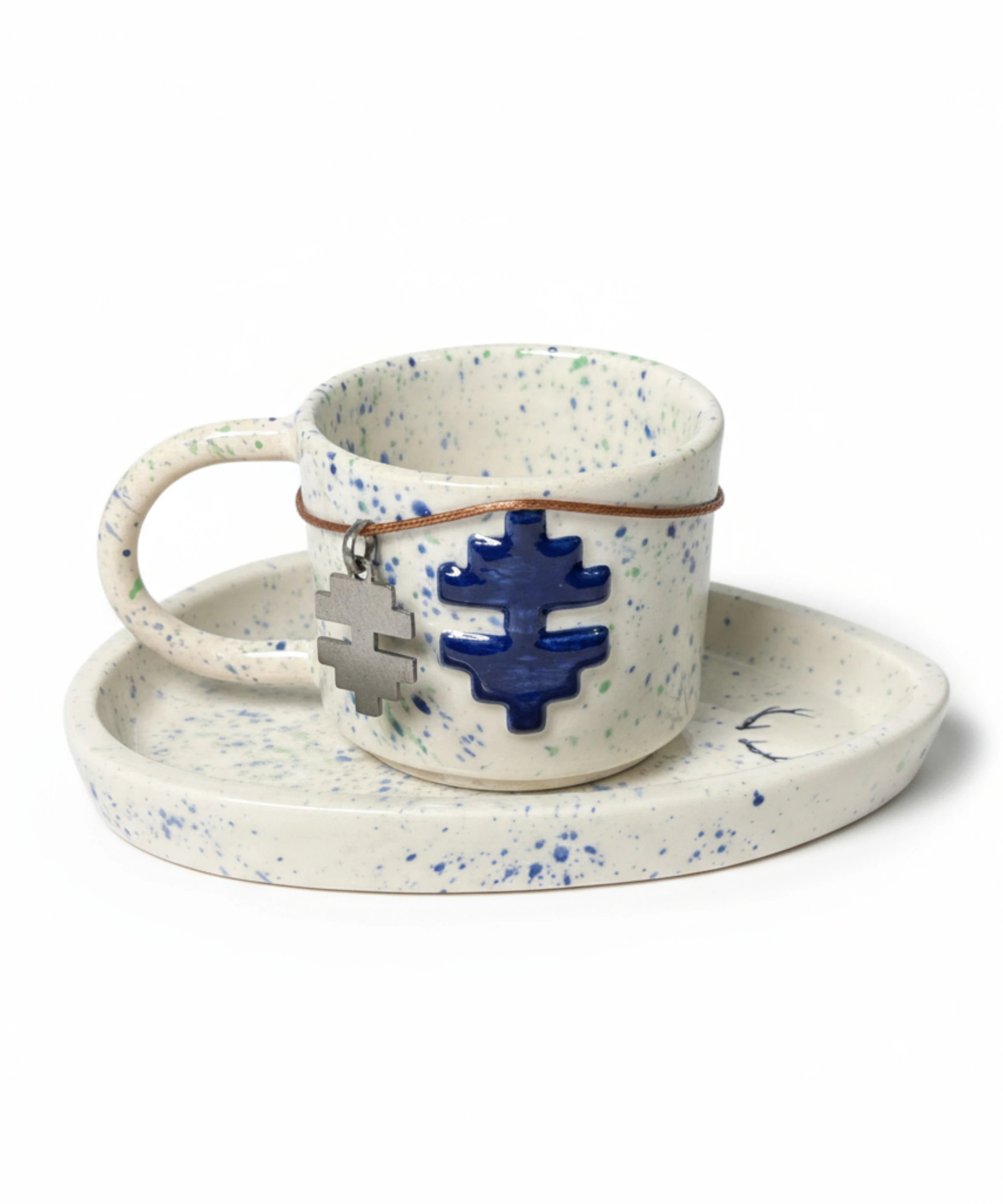 BUKAĞI - Anadolu Motifi El Yapımı Seramik Kupa ve Altlık | SET