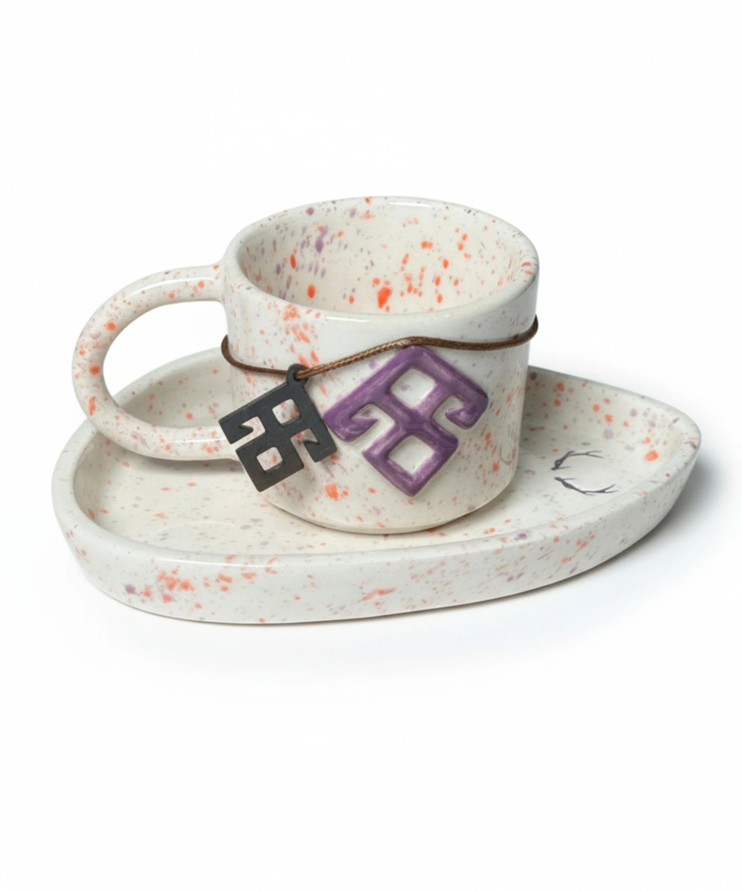 ELİ BELİNDE - Anadolu Motifi El Yapımı Seramik Kupa ve Altlık | SET