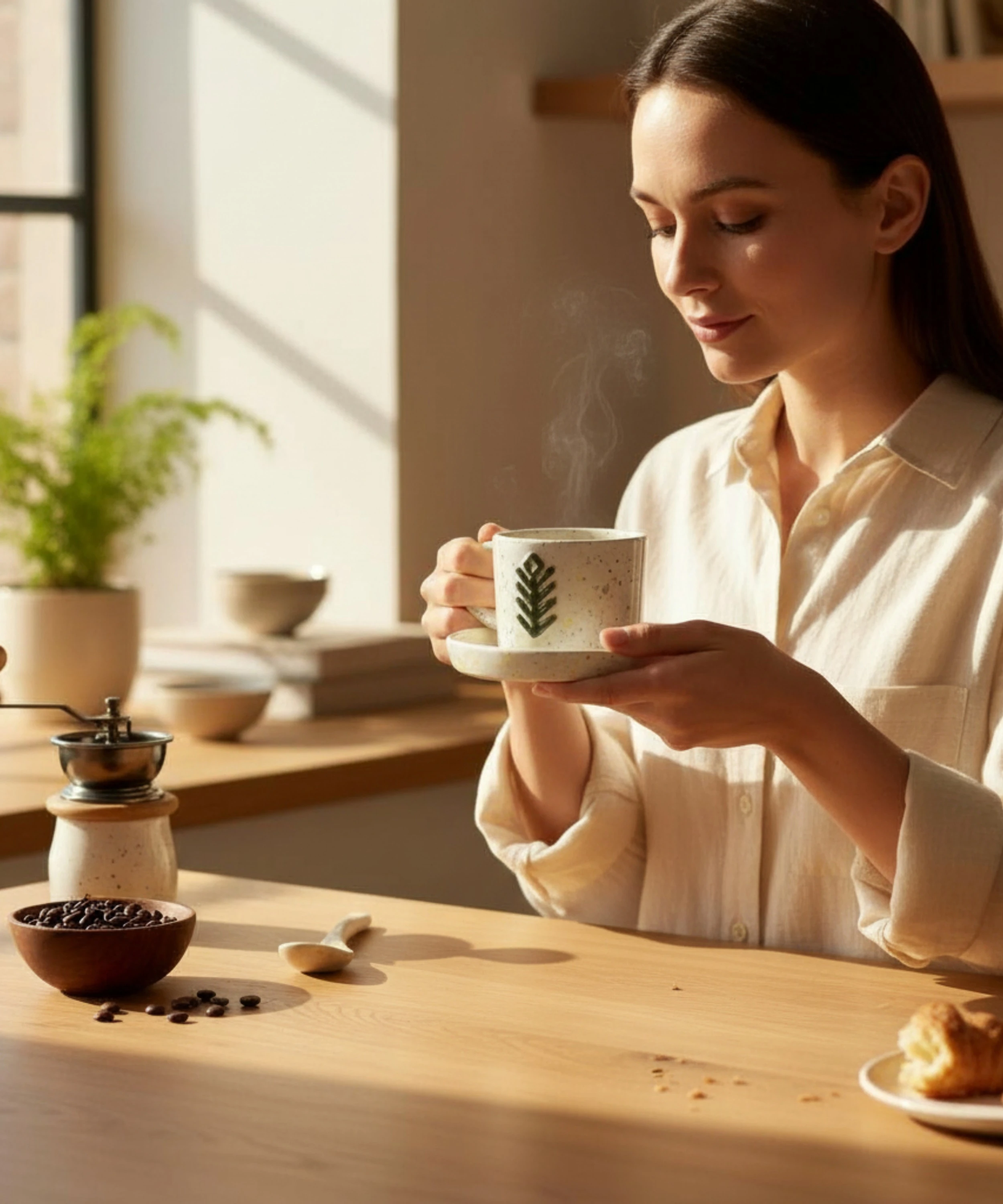 BEREKET - Anadolu Motifi El Yapımı Seramik Kupa ve Altlık | SET