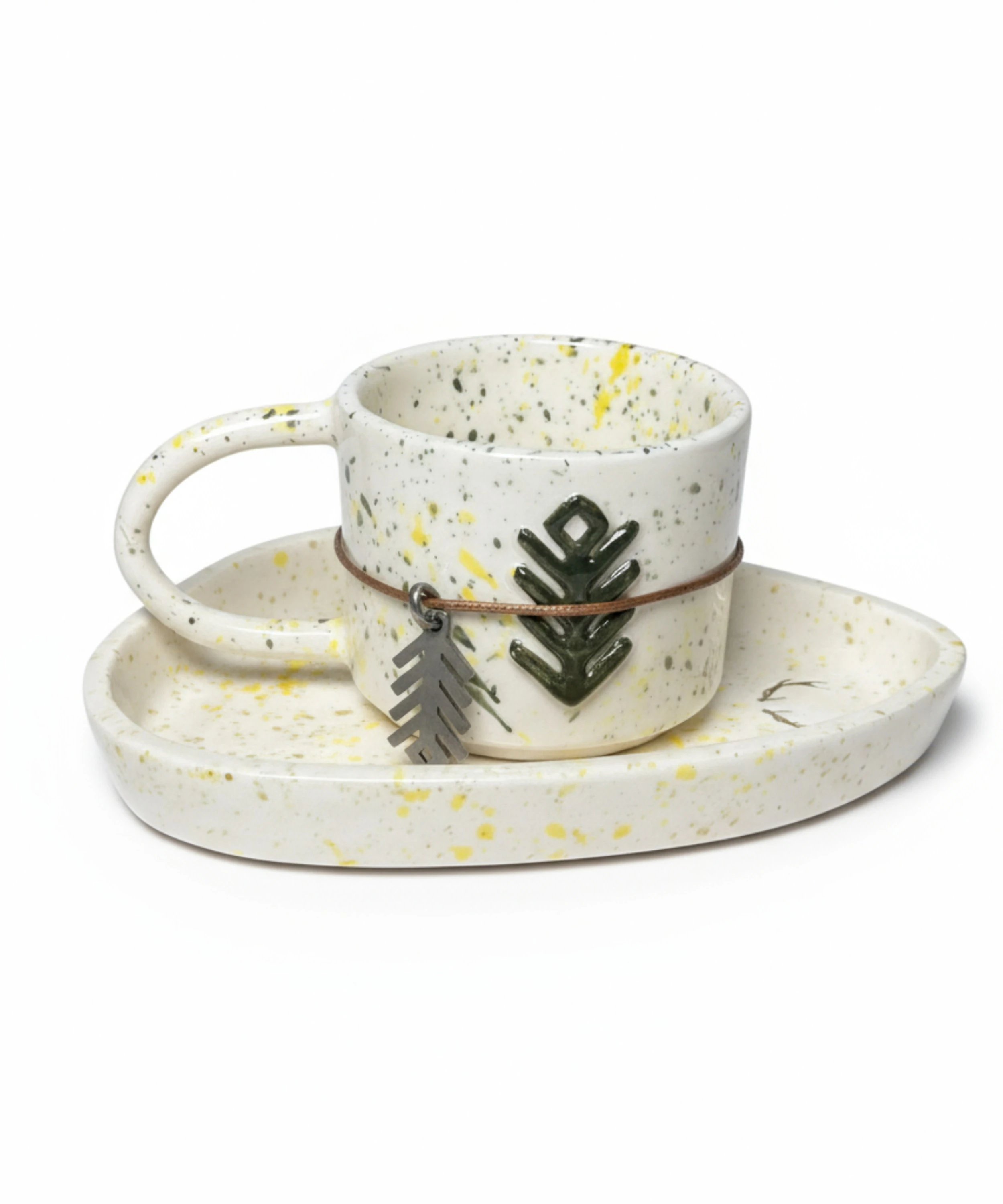 BEREKET - Anadolu Motifi El Yapımı Seramik Kupa ve Altlık | SET