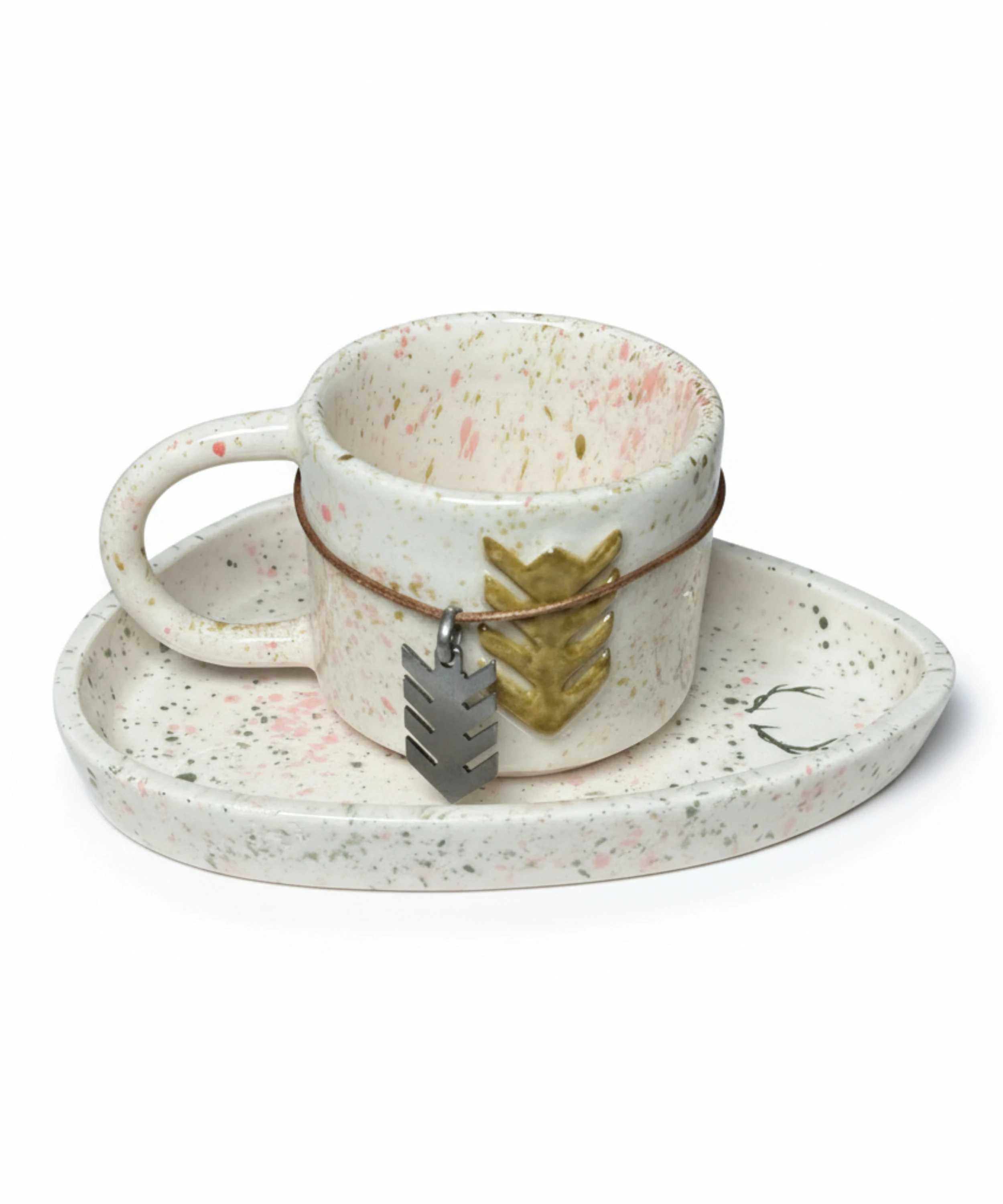 HAYAT AĞACI - Anadolu Motifi El Yapımı Seramik Kupa ve Altlık | SET