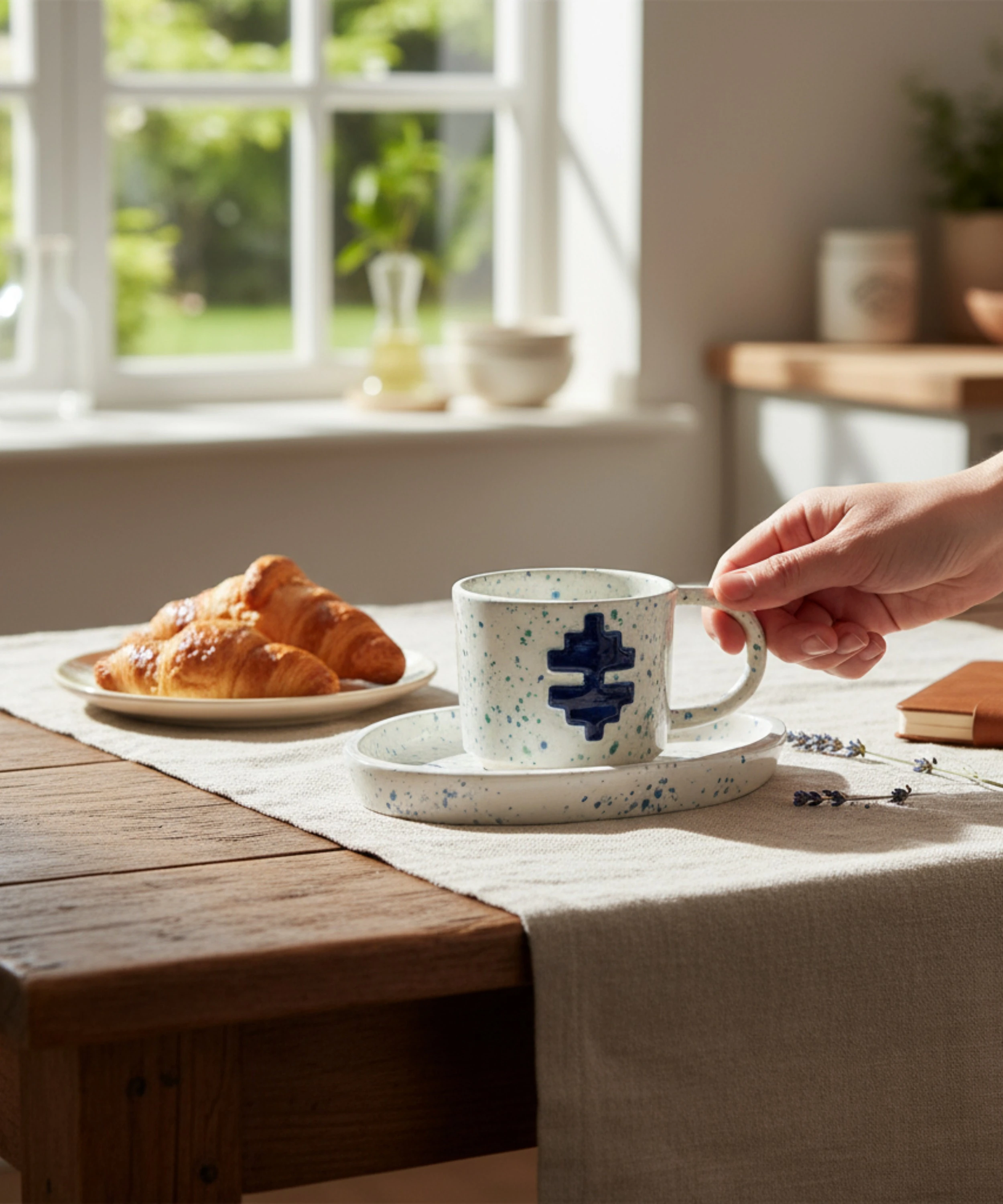 BUKAĞI - Anadolu Motifi El Yapımı Seramik Kupa ve Altlık | SET