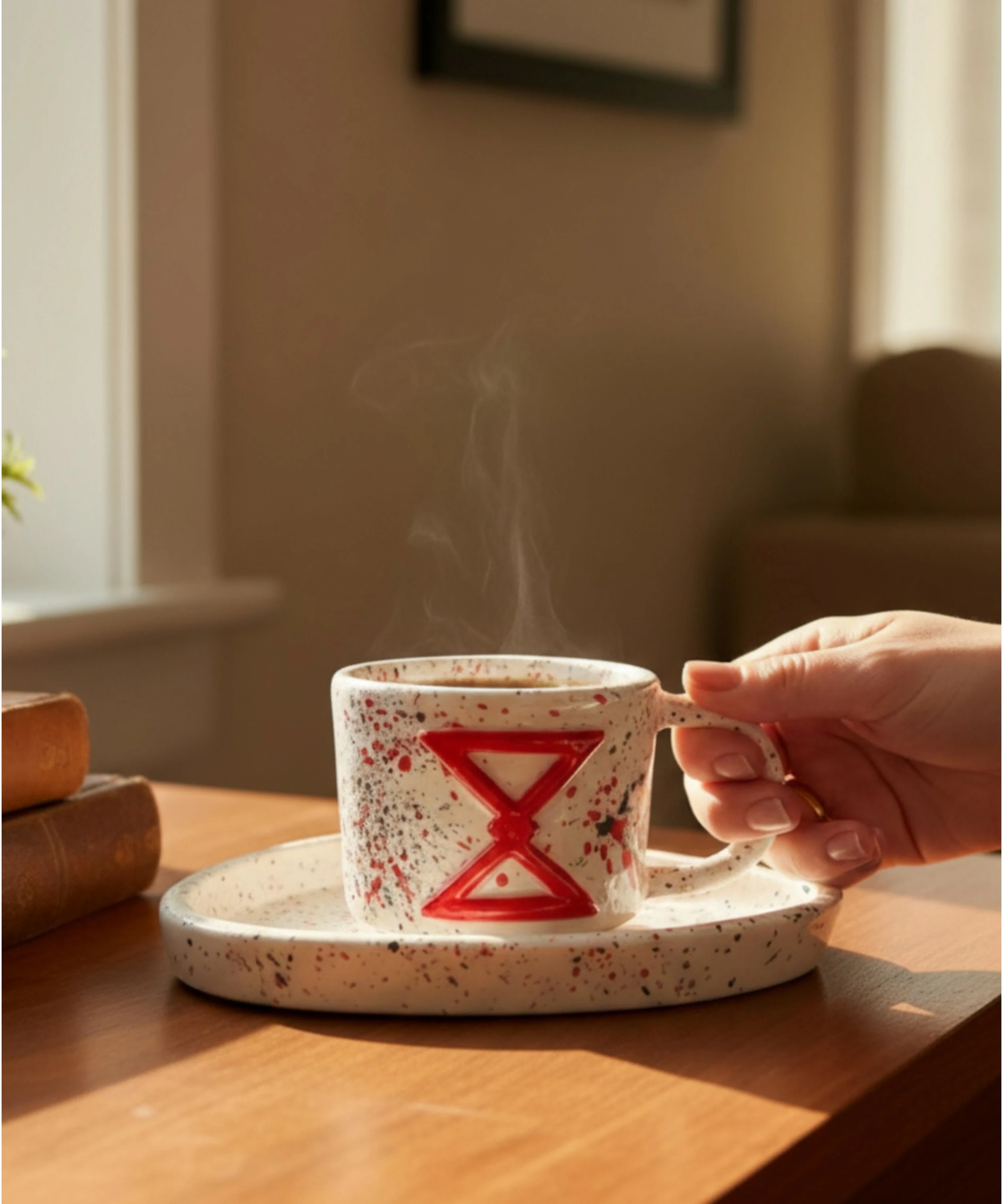 SAÇ BAĞI - Anadolu Motifi El Yapımı Seramik Kupa, Altlık ve Takı | SET