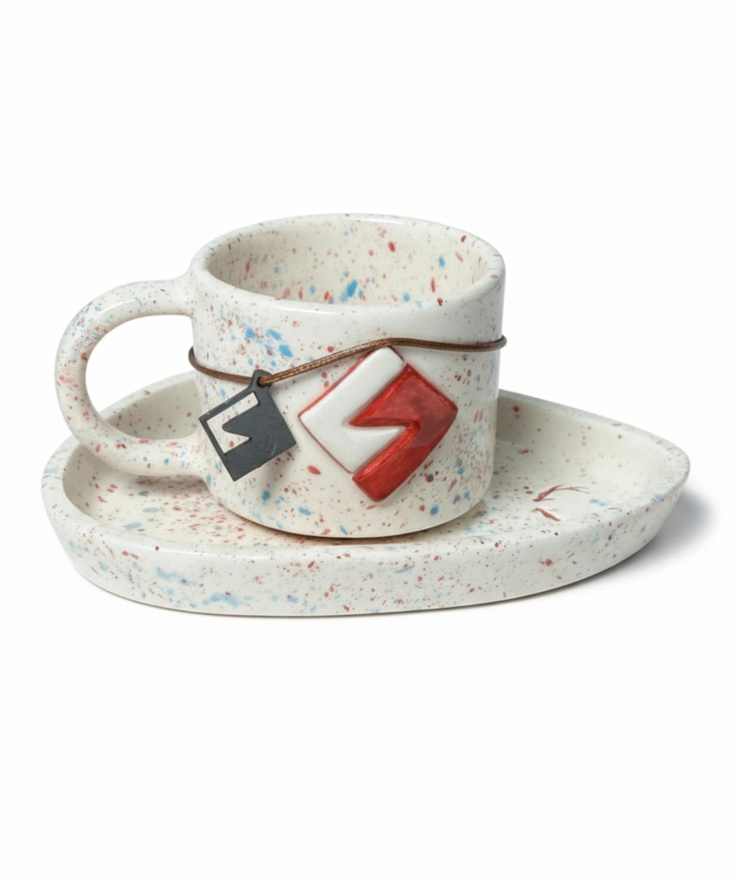 AŞK ve UYUM - Anadolu Motifi El Yapımı Seramik Kupa ve Altlık | SET