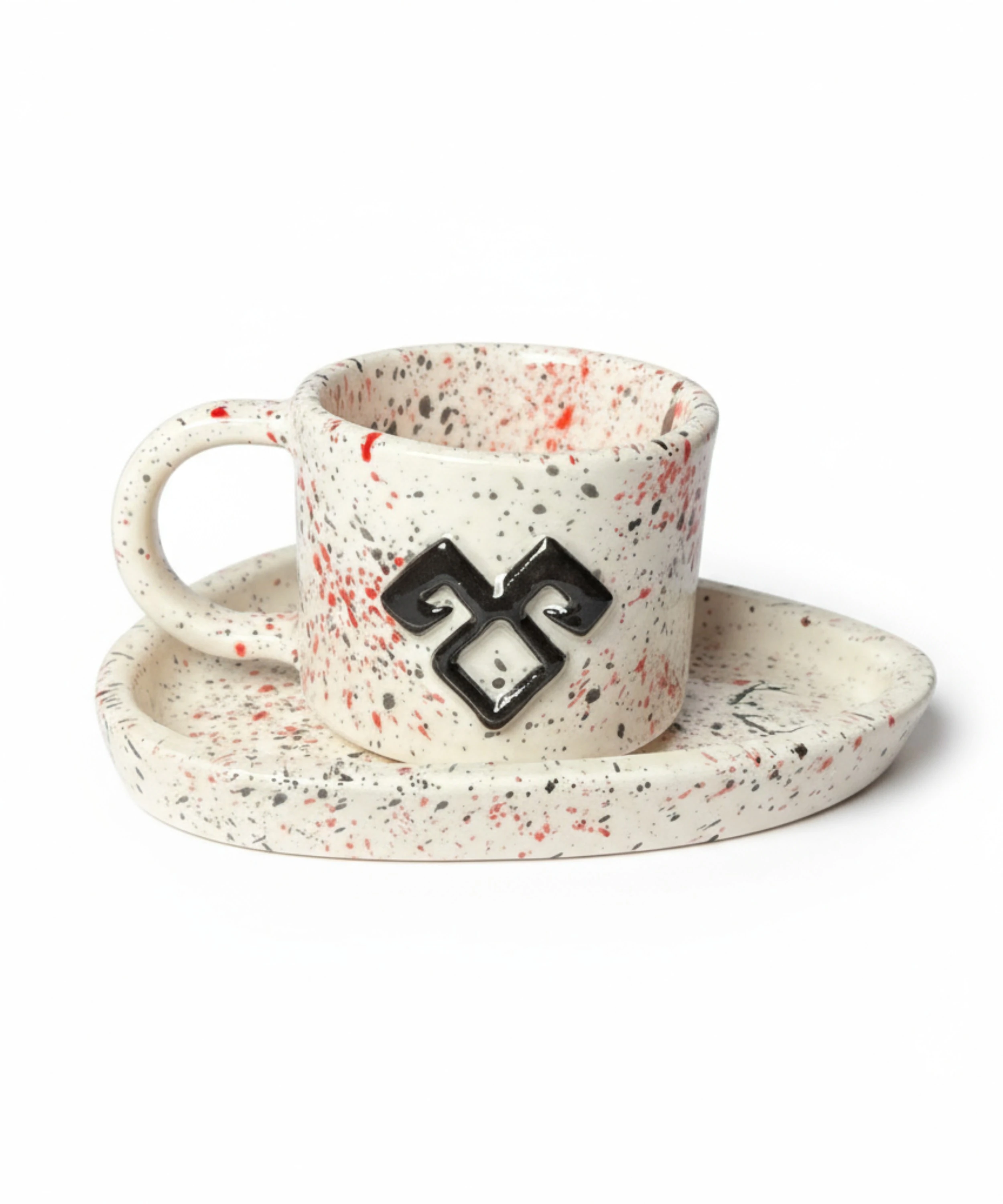 KOÇ BOYNUZU - Anadolu Motifi El Yapımı Seramik Kupa ve Altlık | SET