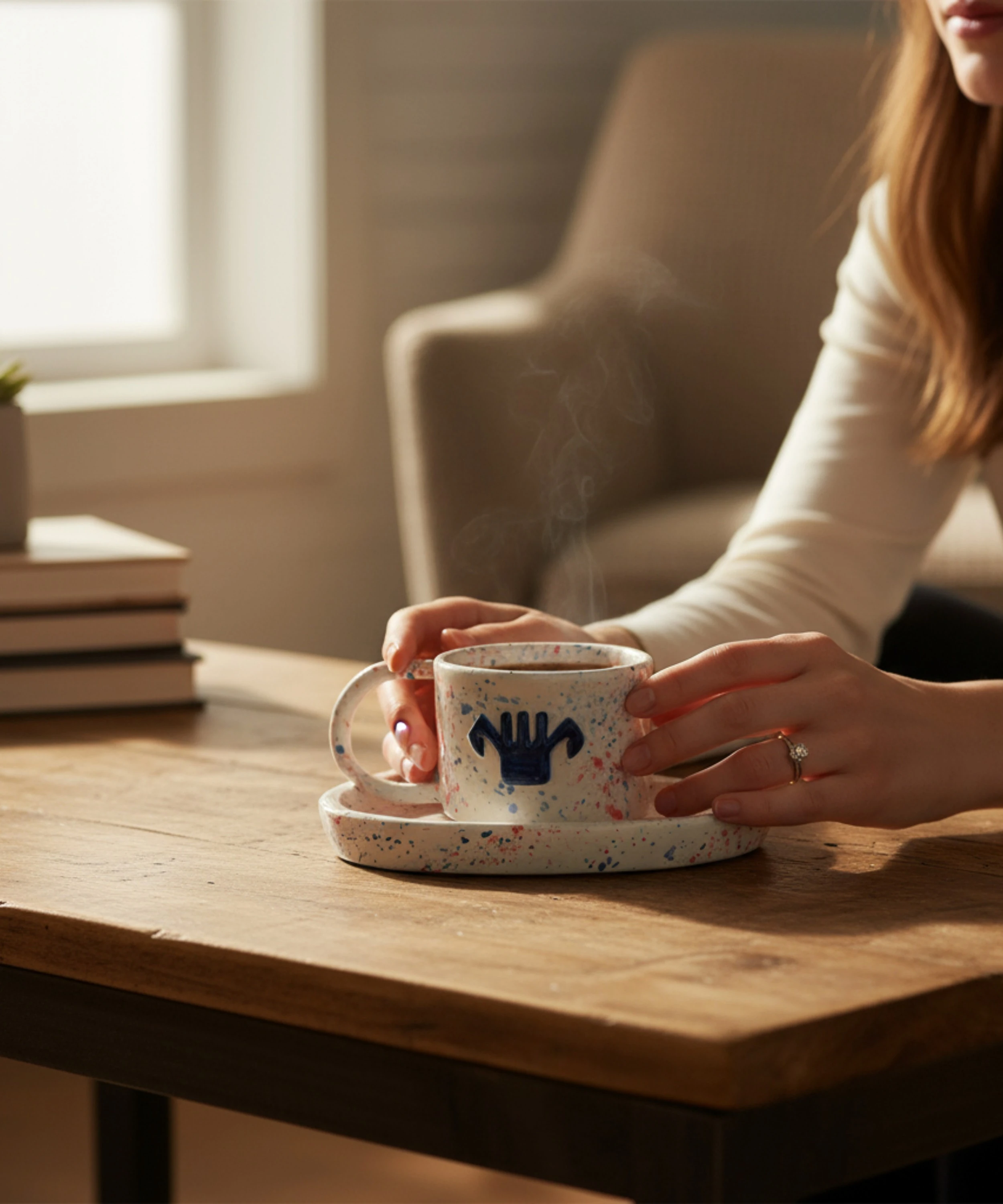 TARAK - Anadolu Motifi El Yapımı Seramik Kupa ve Altlık | SET