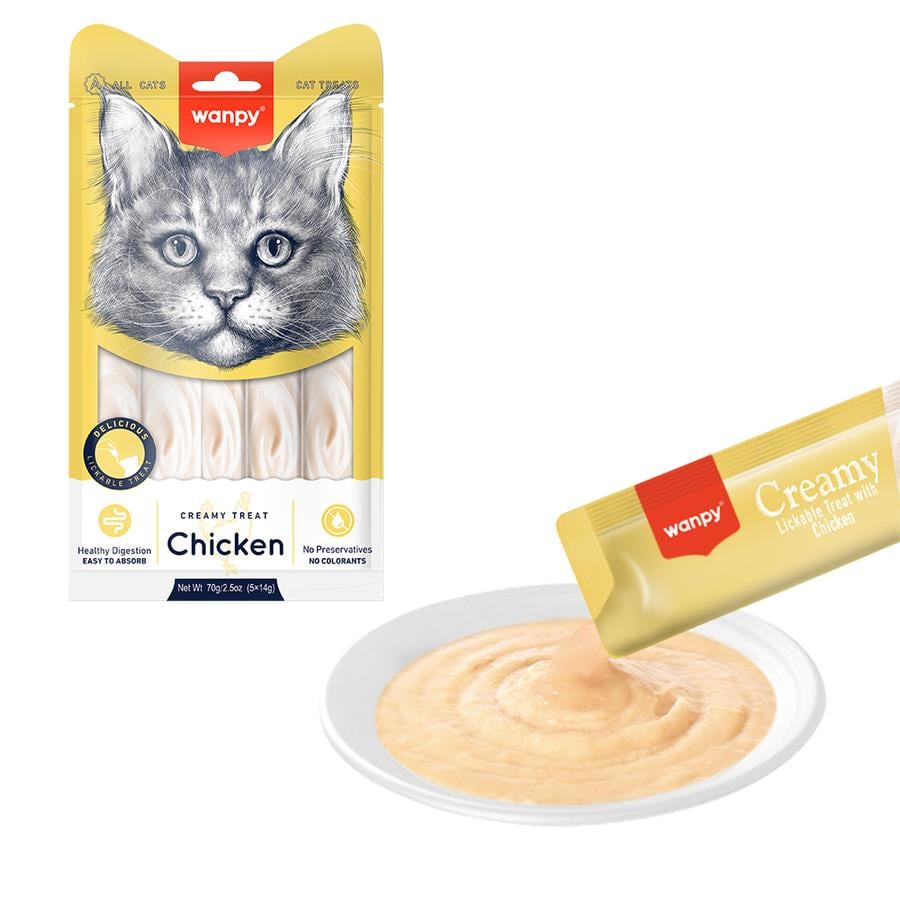 Wanpy Tavuklu Sıvı Kedi Ödülü 5x14 Gr