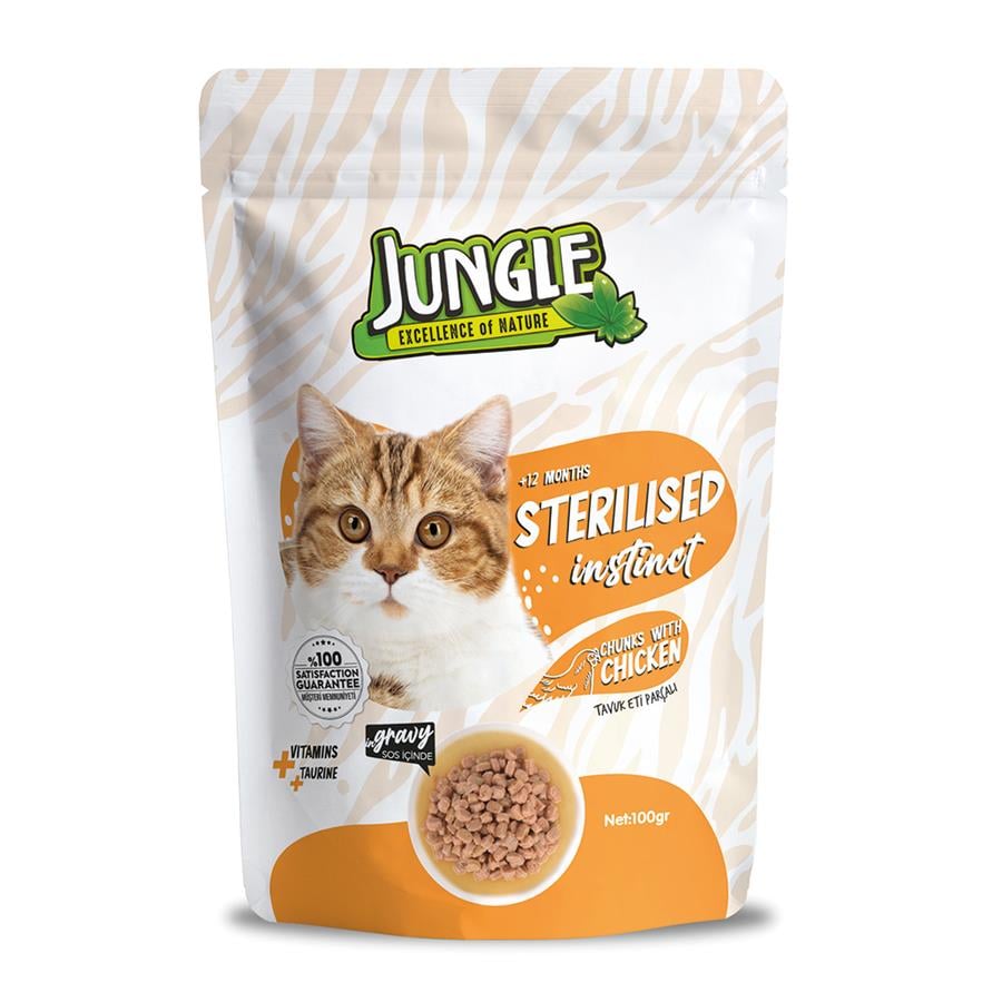 Jungle Tavuklu Kısır Kedi Yaş Maması 100 Gr.
