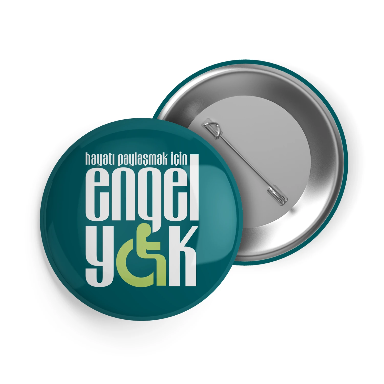 Engelliler Günü Engel Yok Yazılı İğneli Buton Rozet