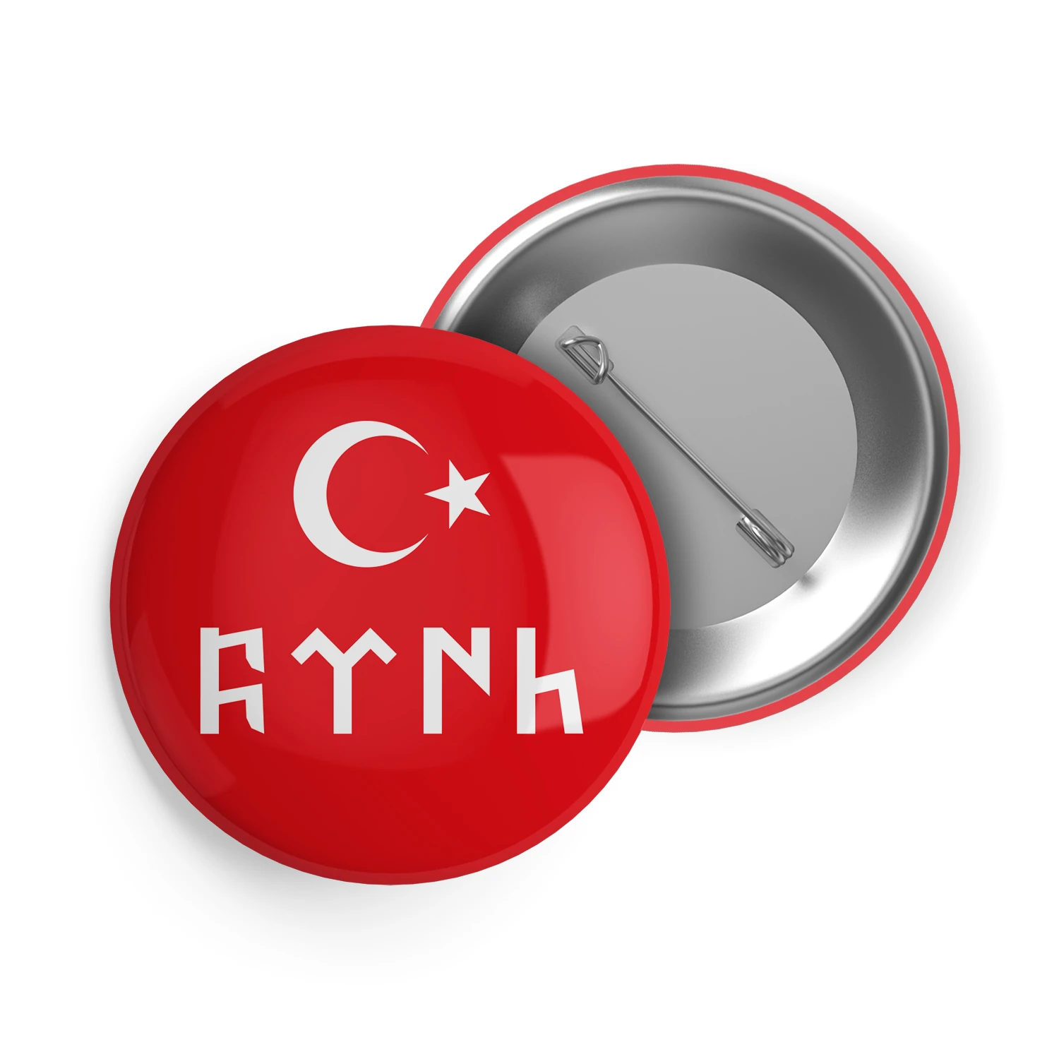 Göktürkçe Türk Yazılı İğneli Buton Rozet