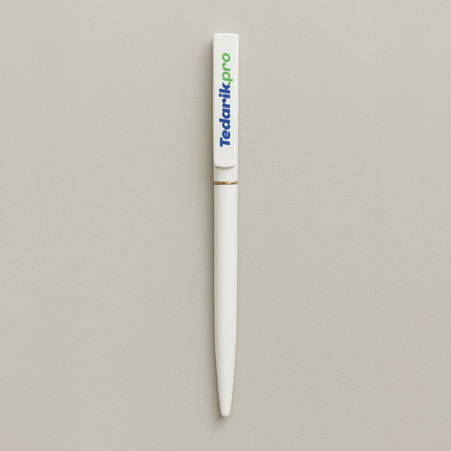 Telefon Tutuculu Plastik Tükenmez Kalem (Beyaz)