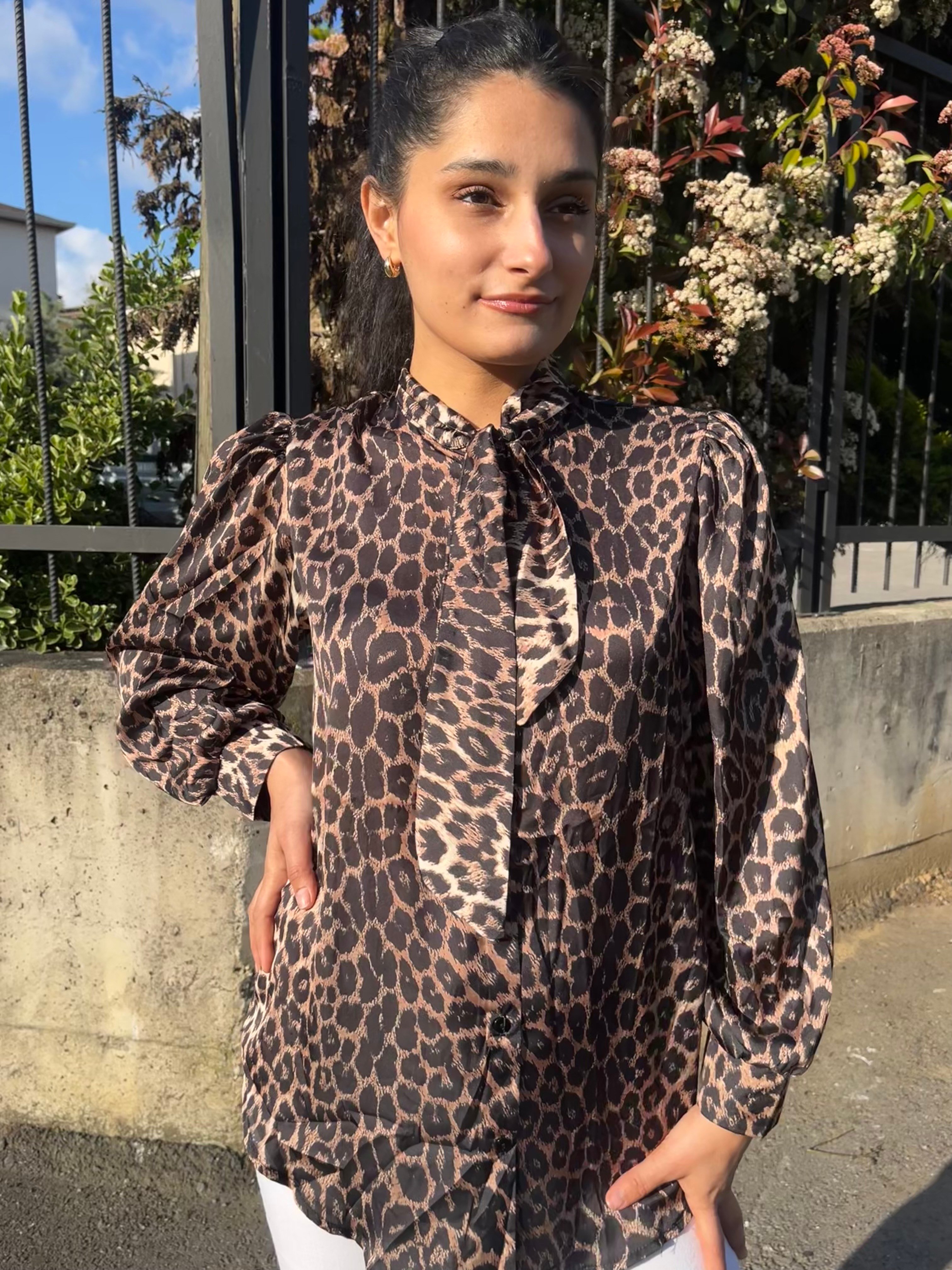 ŞİFON LEOPAR GÖMLEK