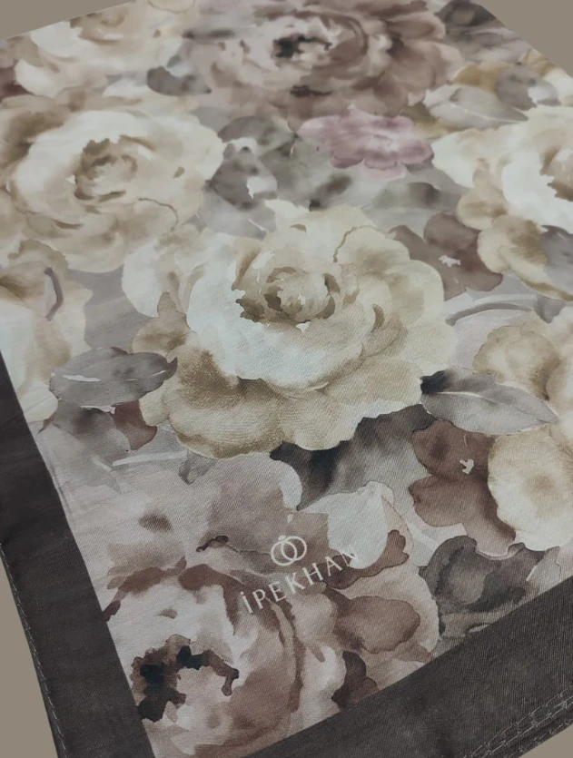 Kahve Winter Bloom Soft Şal