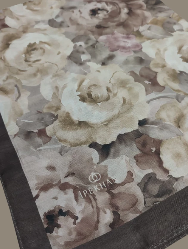 Kahve Winter Bloom Soft Şal