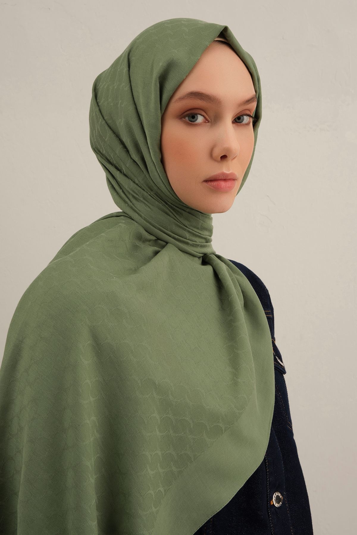 Yeşil Link Desen Bambu Cotton Şal  48