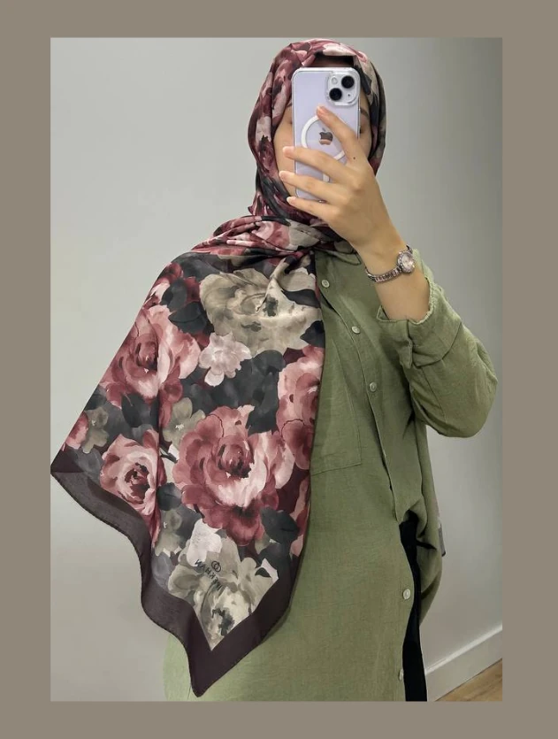 Bordo Winter Bloom Soft Şal