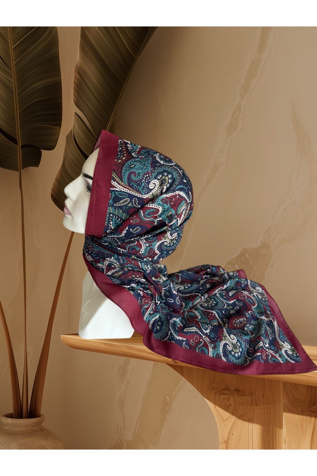 Bordo/İndigo Aker Soft Touch Şal