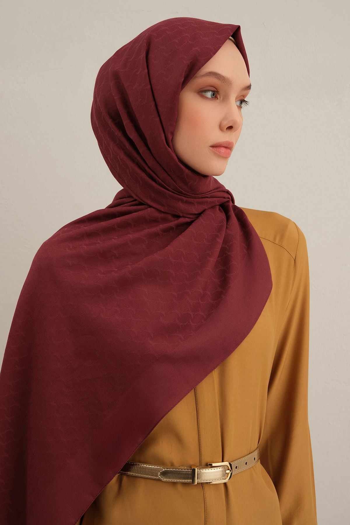 Bordo Link Desen  Bambu Cotton Şal  32