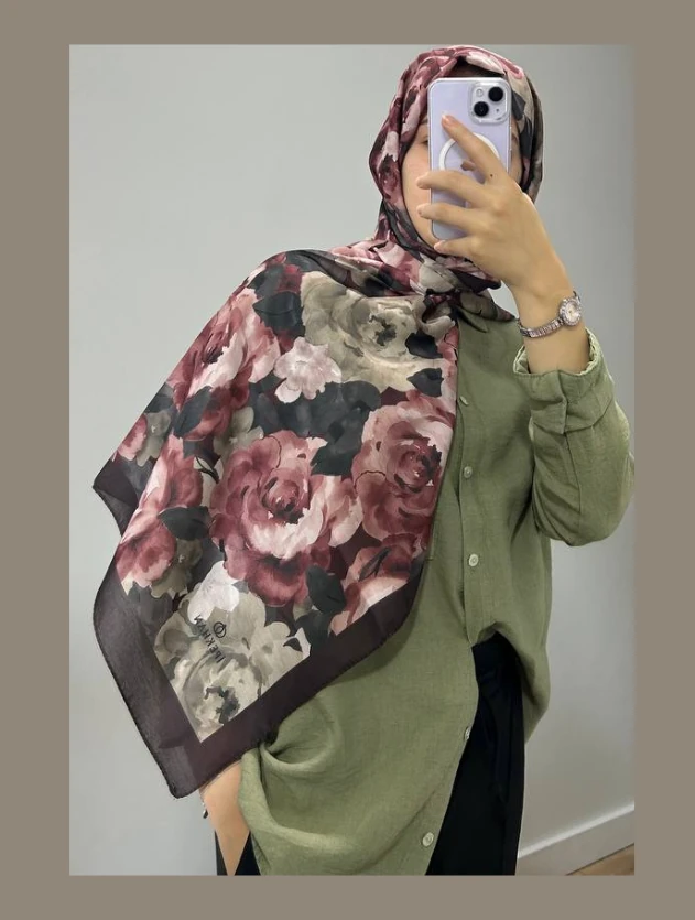 Bordo Winter Bloom Soft Şal