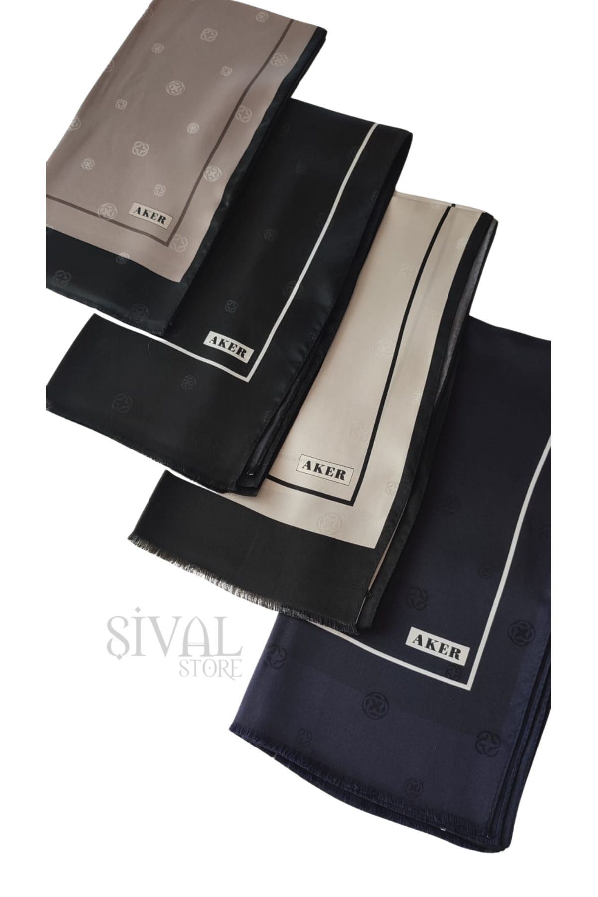 İpek Fular Gri- Siyah 311