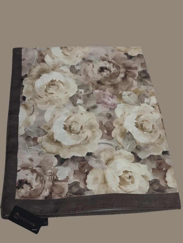 Kahve Winter Bloom Soft Şal